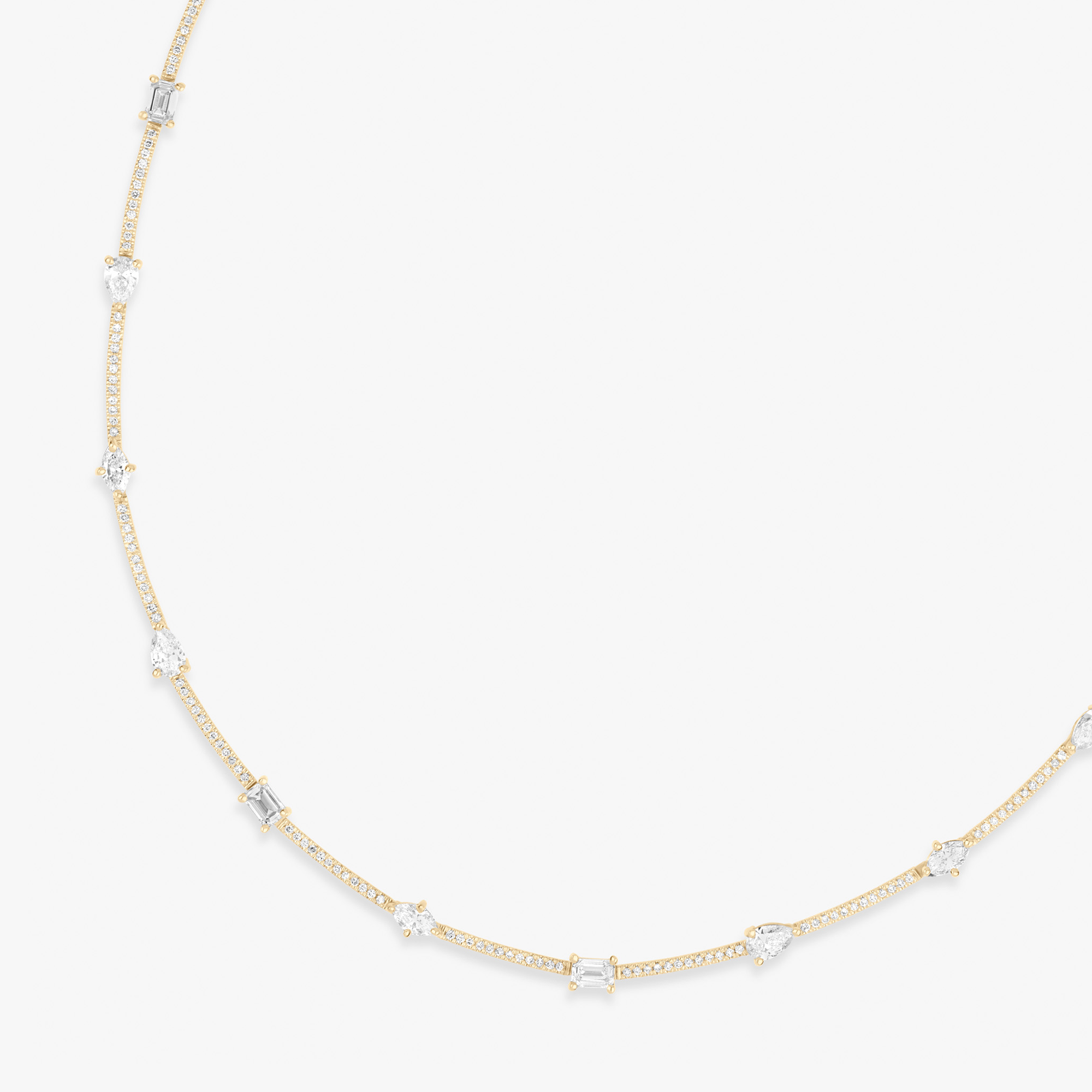 14K yellow gold fancies curve link diamond necklace
