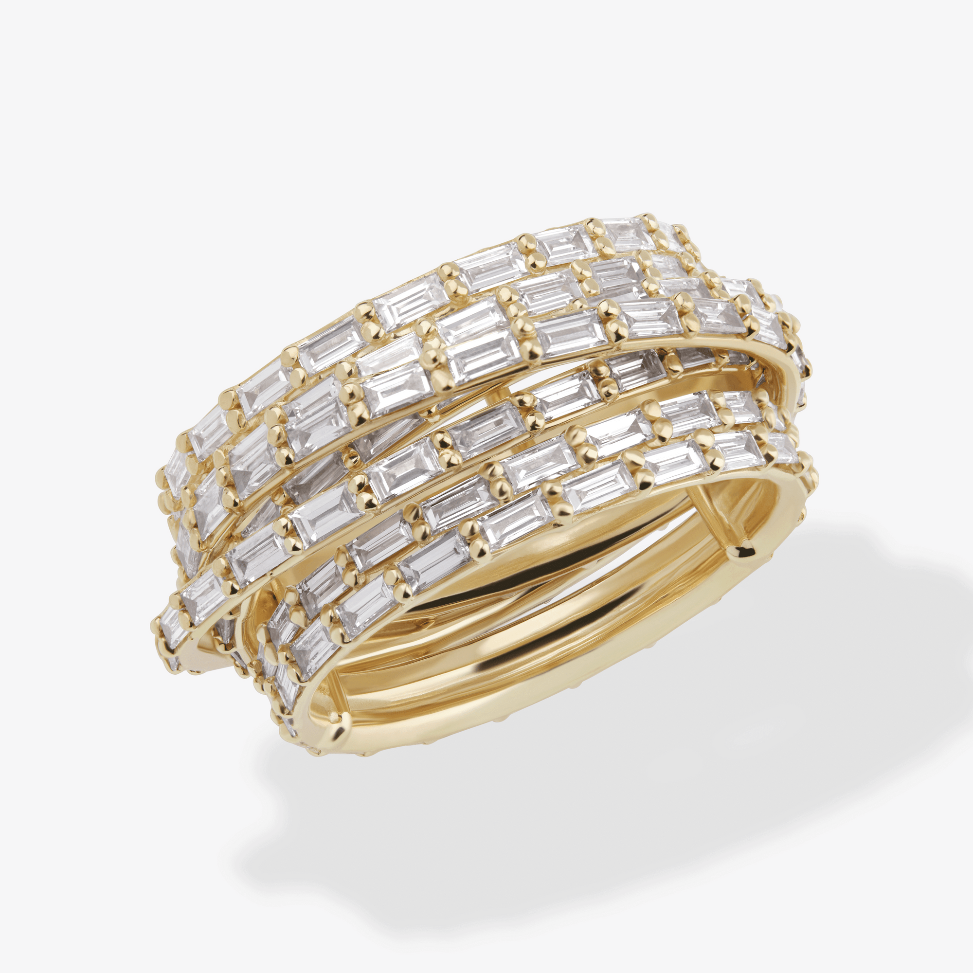 14K yellow gold kinetic baguette diamond spinner ring
