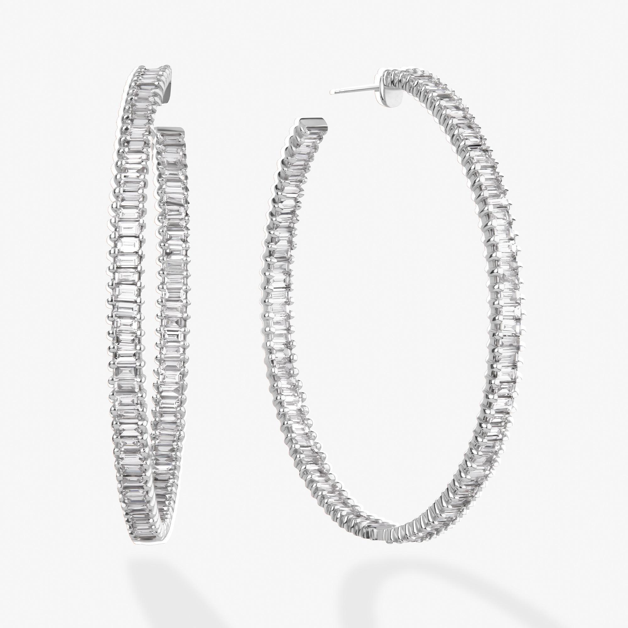 40MM INSIDE OUTSIDE BAGUETTE DIAMOND HOOPS