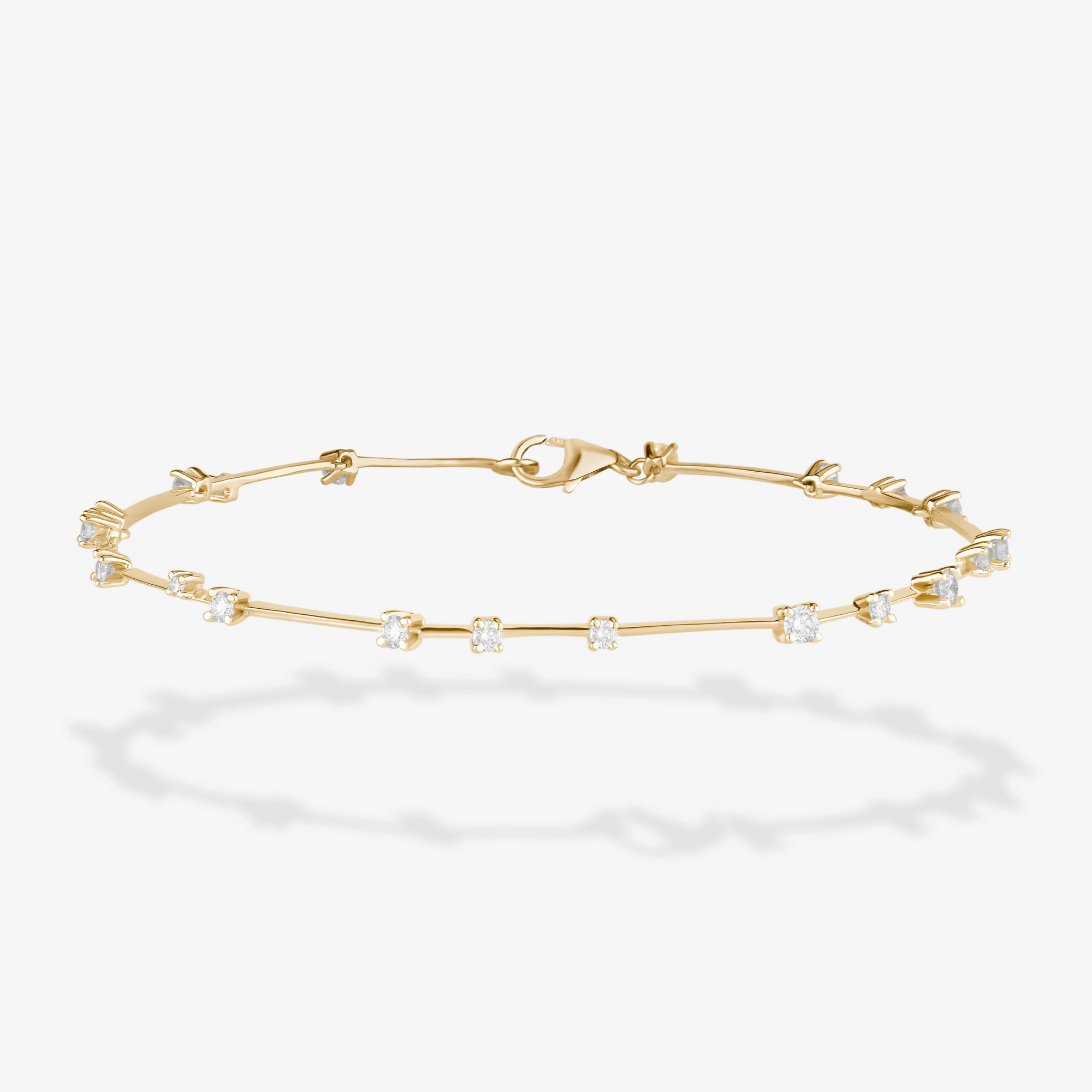 14K yellow gold solo diamond moveable bar bracelet