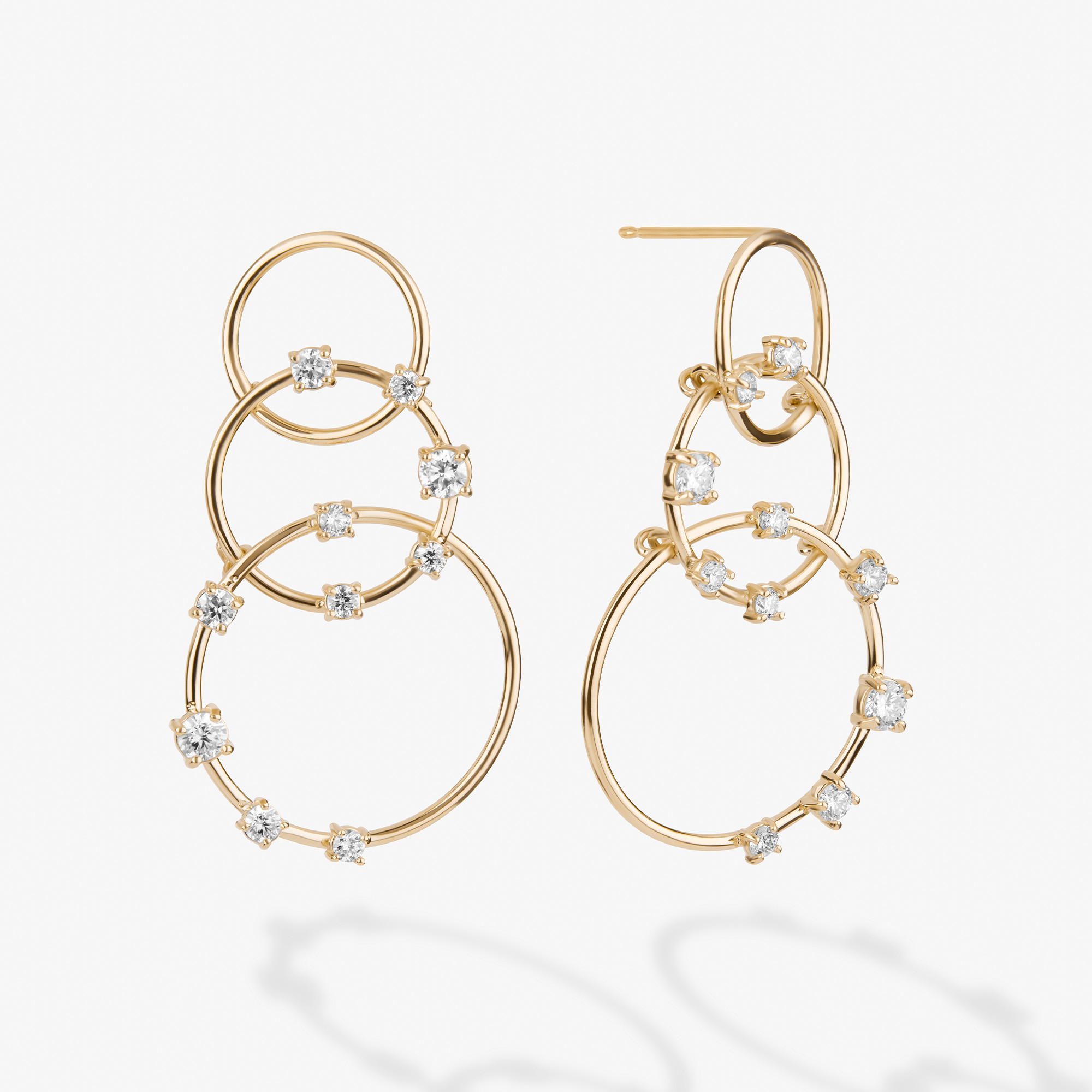 SOLO DIAMOND 3-TIER CIRCLE EARRINGS