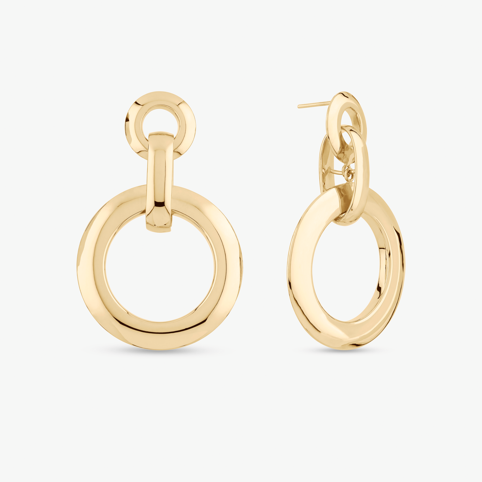 14K yellow gold large moveable hollow loop hoops