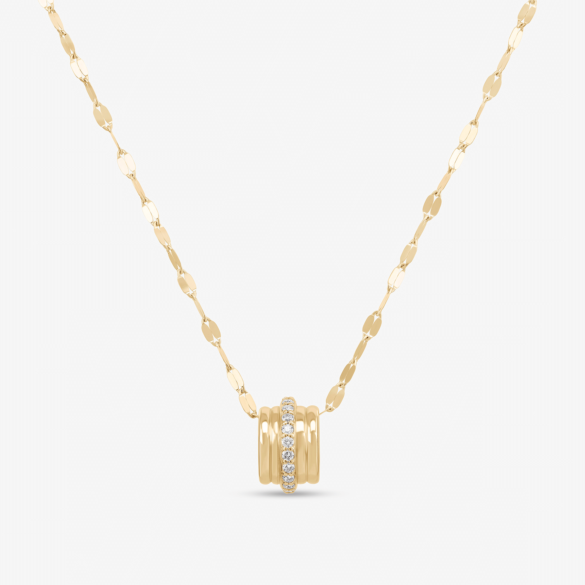 14K yellow gold kinetic diamond pendant necklace