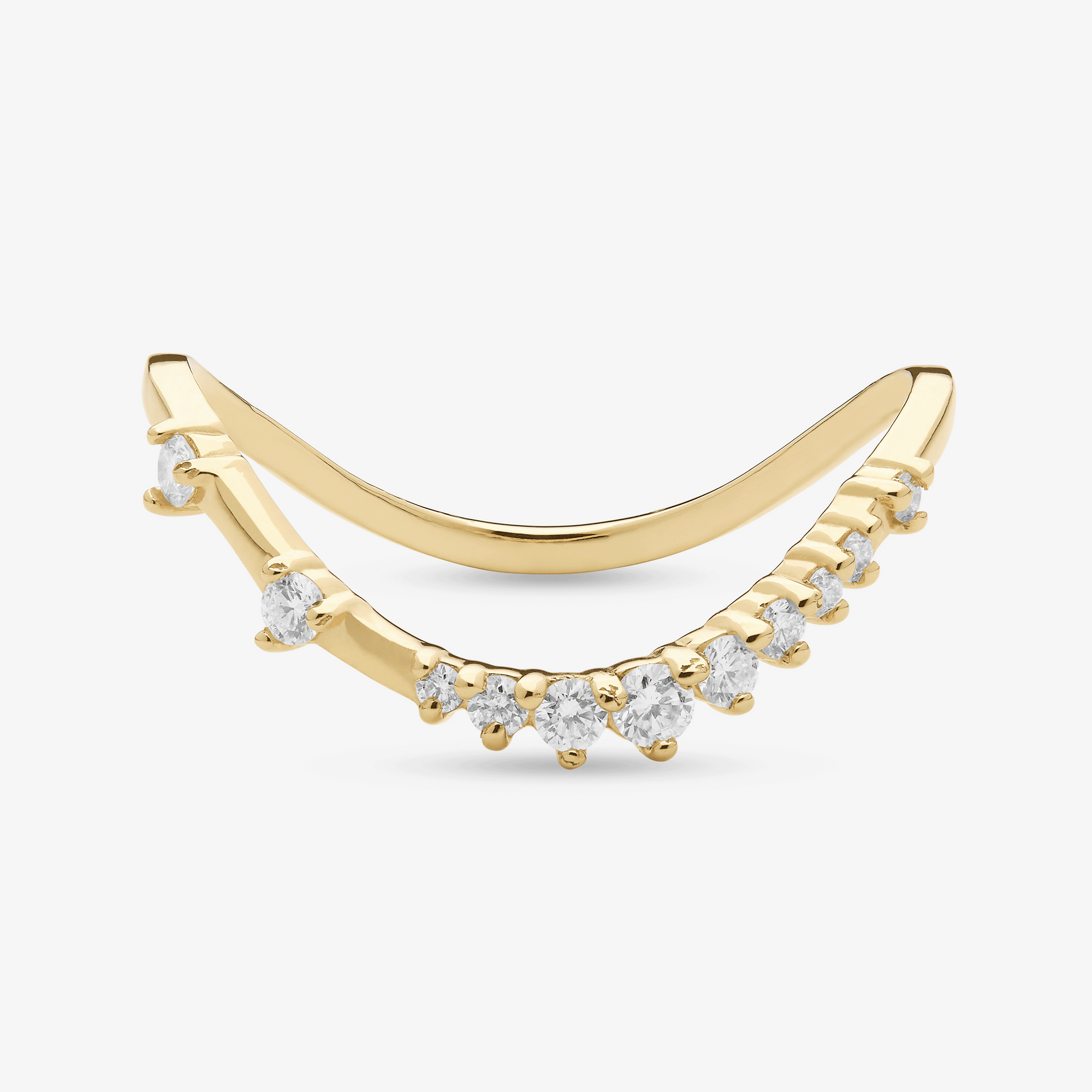14K yellow gold curved solo diamond constellation ring