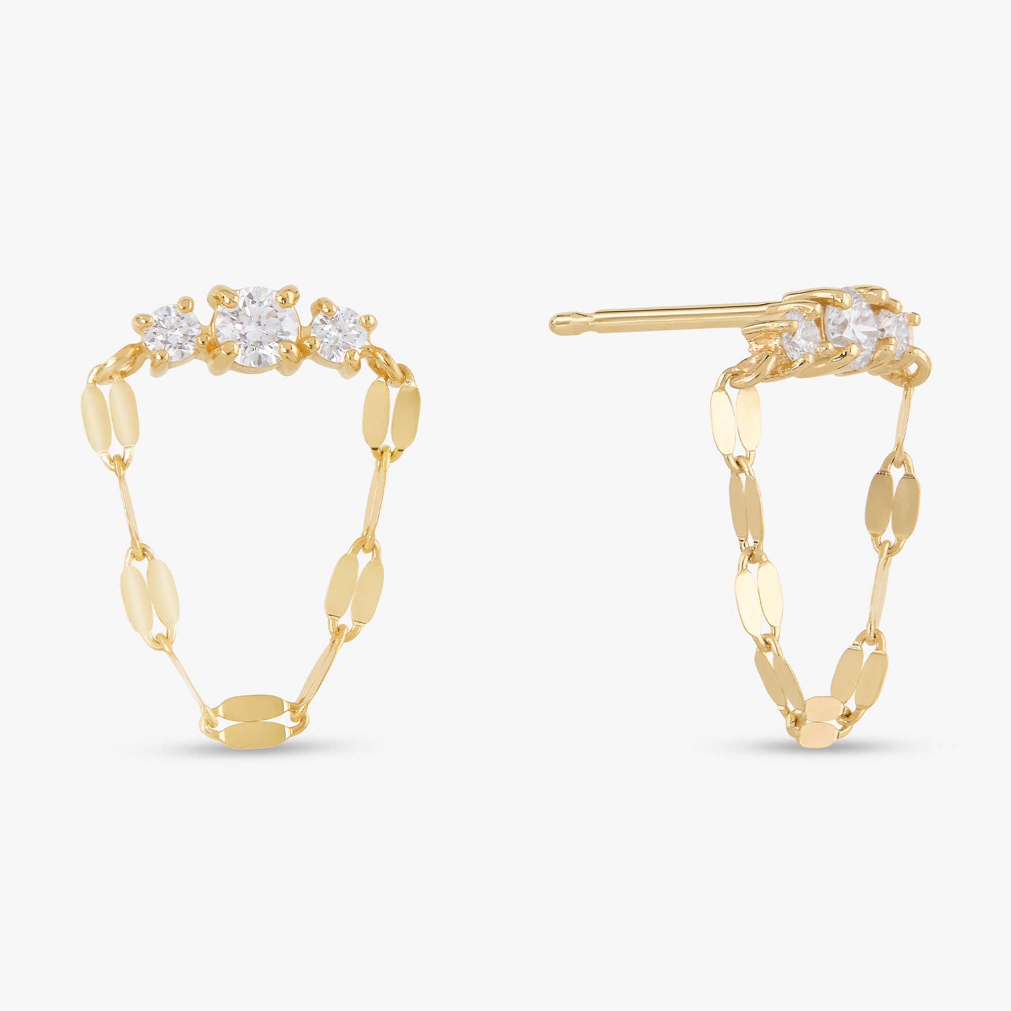 14K yellow gold solo diamond blake draping studs