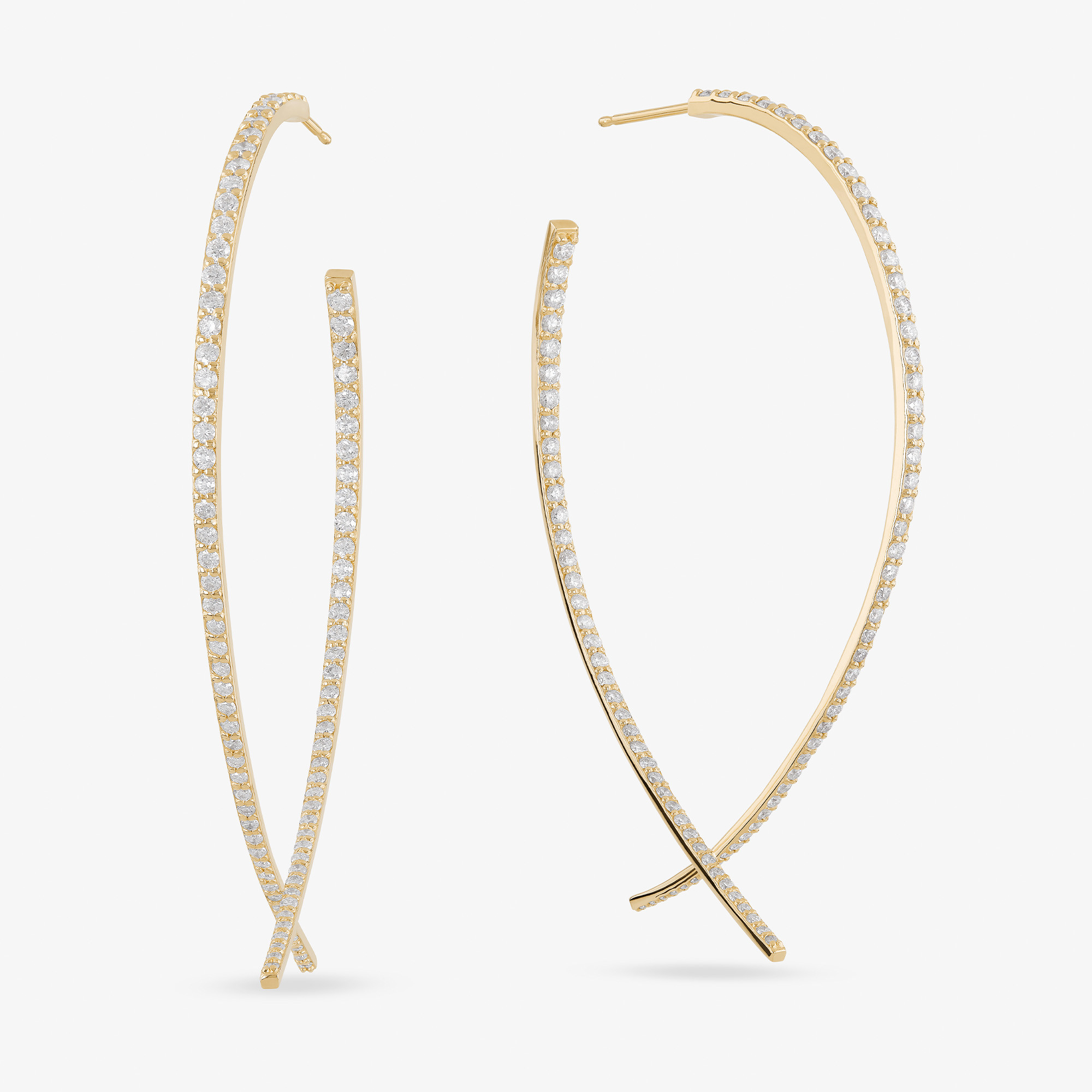 LARGE DIAMOND FRONT TO BACK UPSIDE DOWN HOOPS