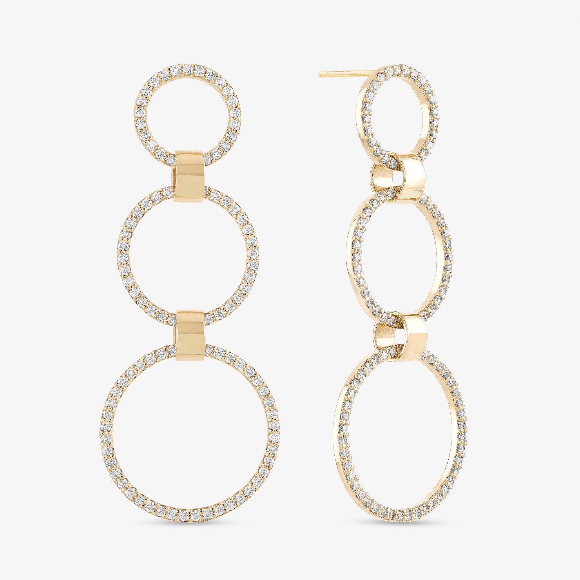THREE CIRCLE DIAMOND EARRINGS