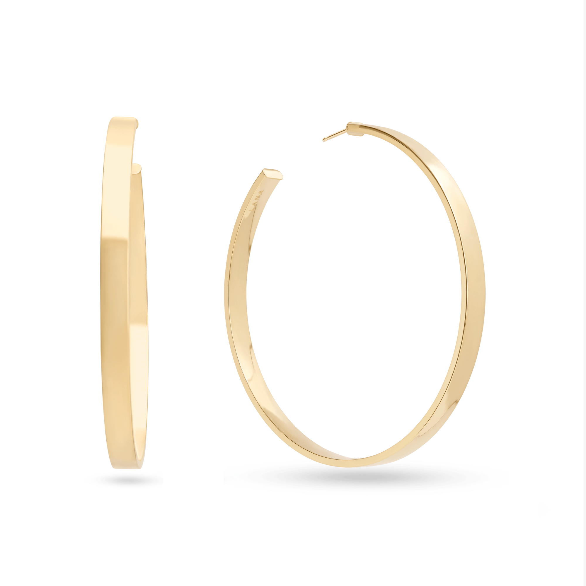 14K yellow gold vanity hollow hoops