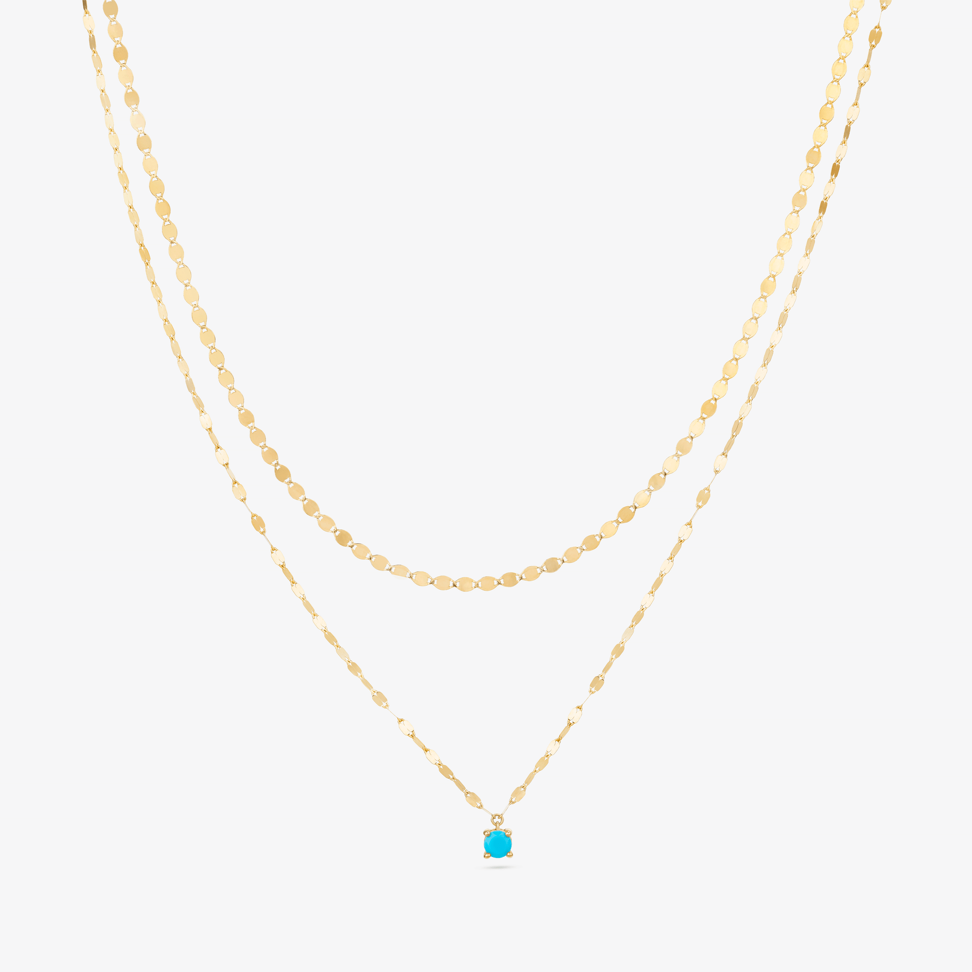 14K yellow gold solo turquoise double strand necklace