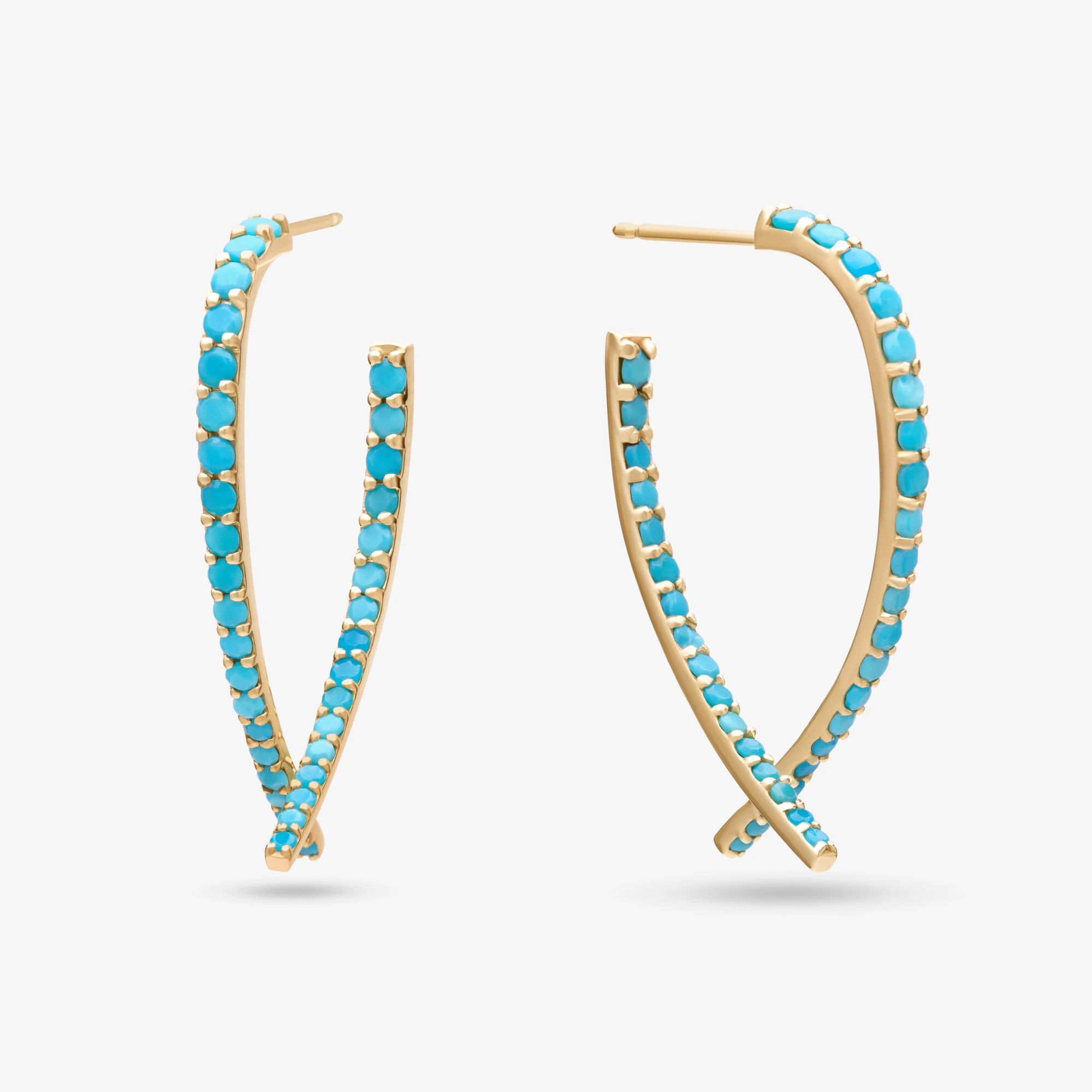 TURQUOISE SMALL FRONT TO BACK UPSIDE DOWN HOOP™ EARRINGS
