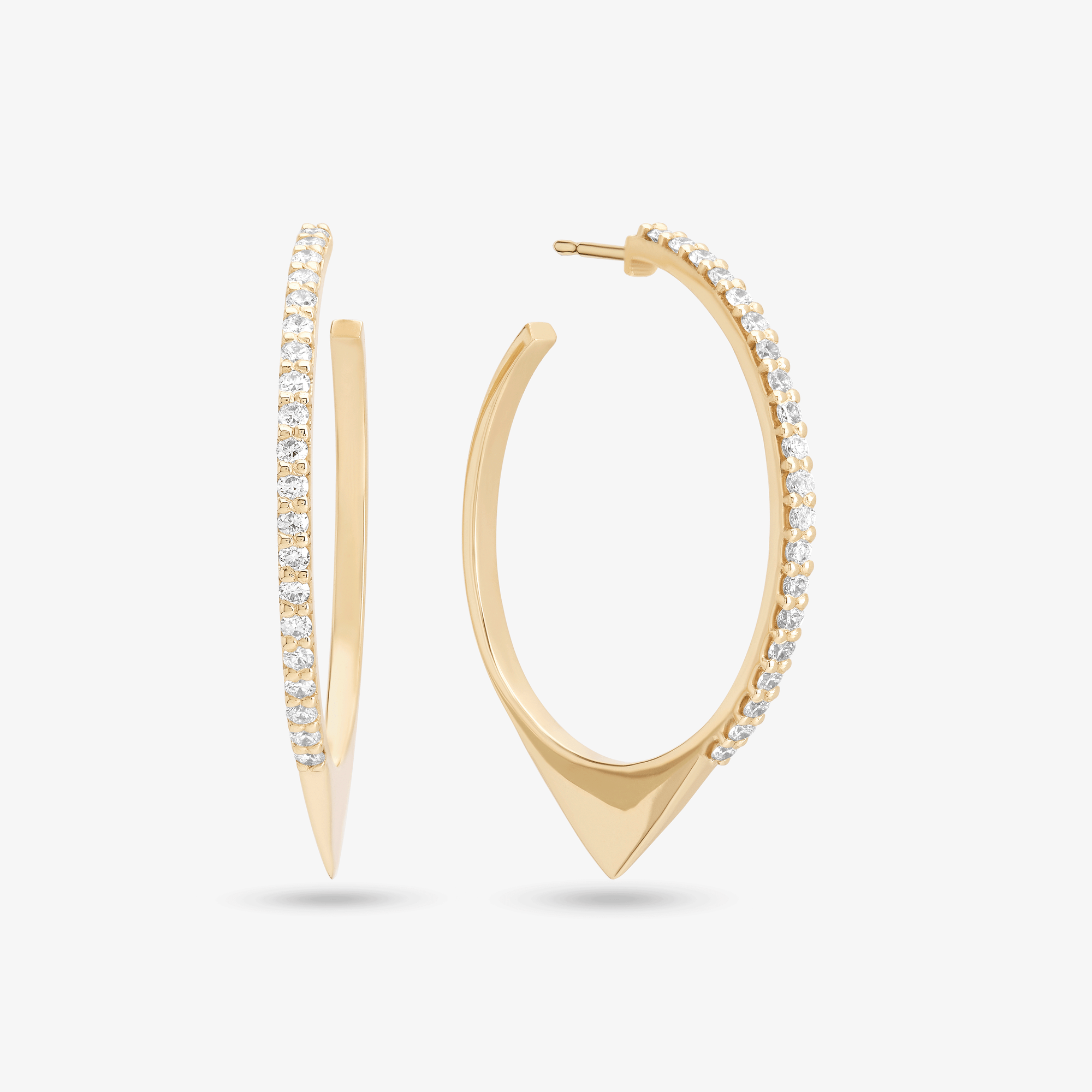 14K yellow gold eclipse diamond hoops