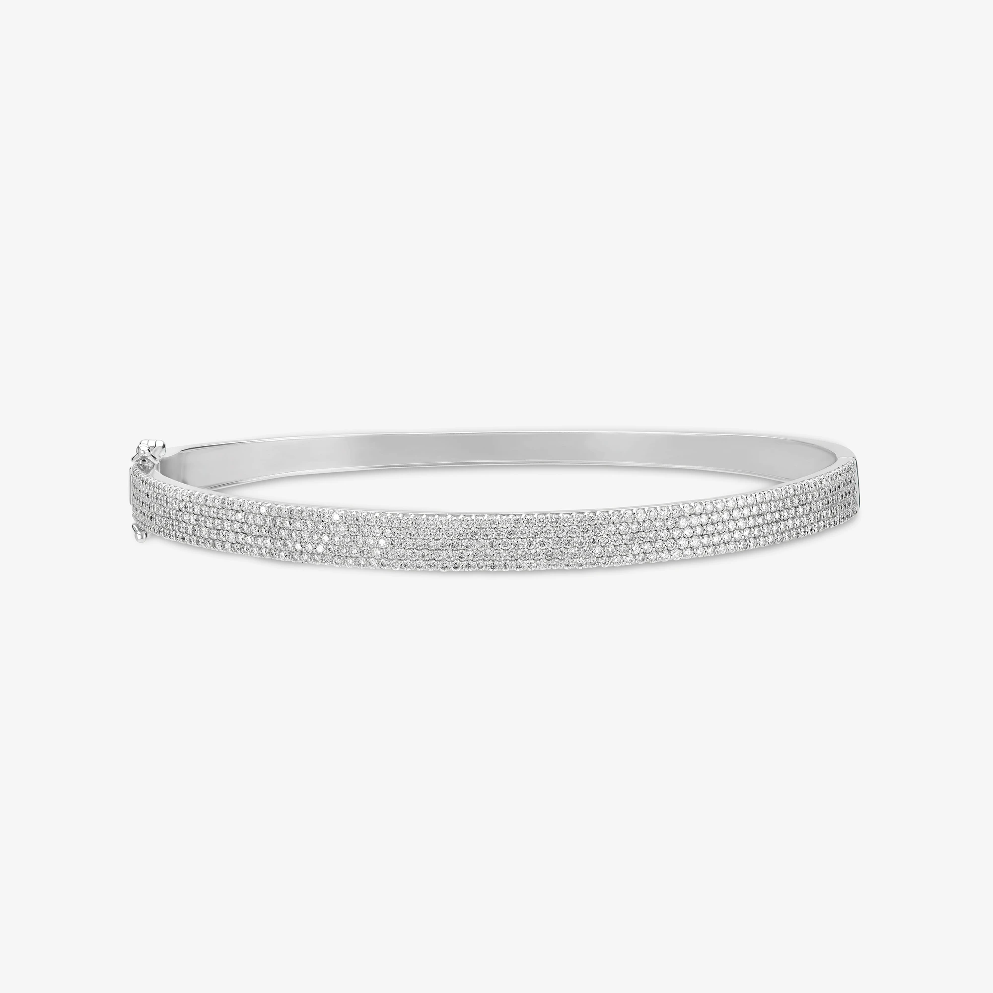 14K white gold wide vanity diamond bangle