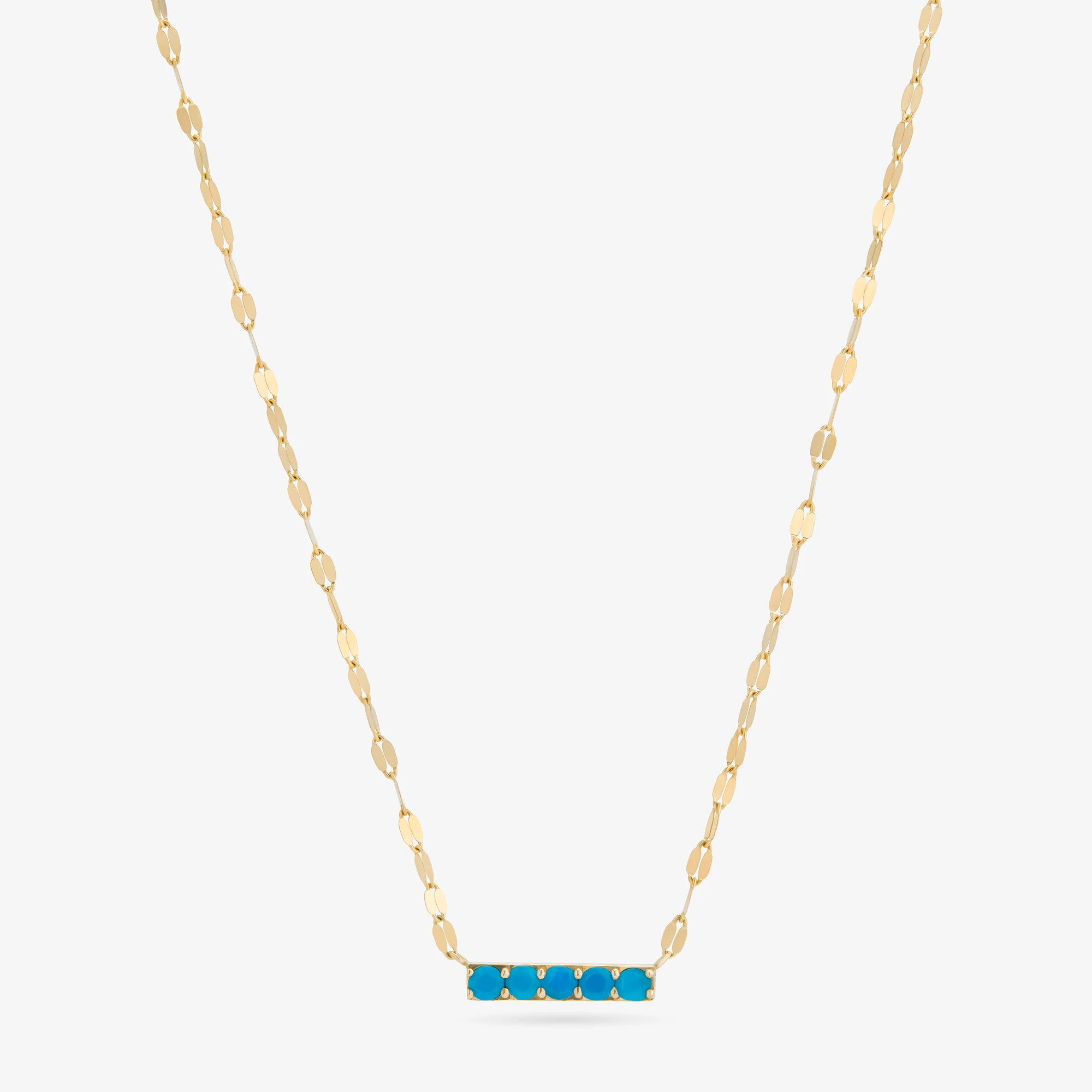 14K yellow gold turquoise bar pendant necklace