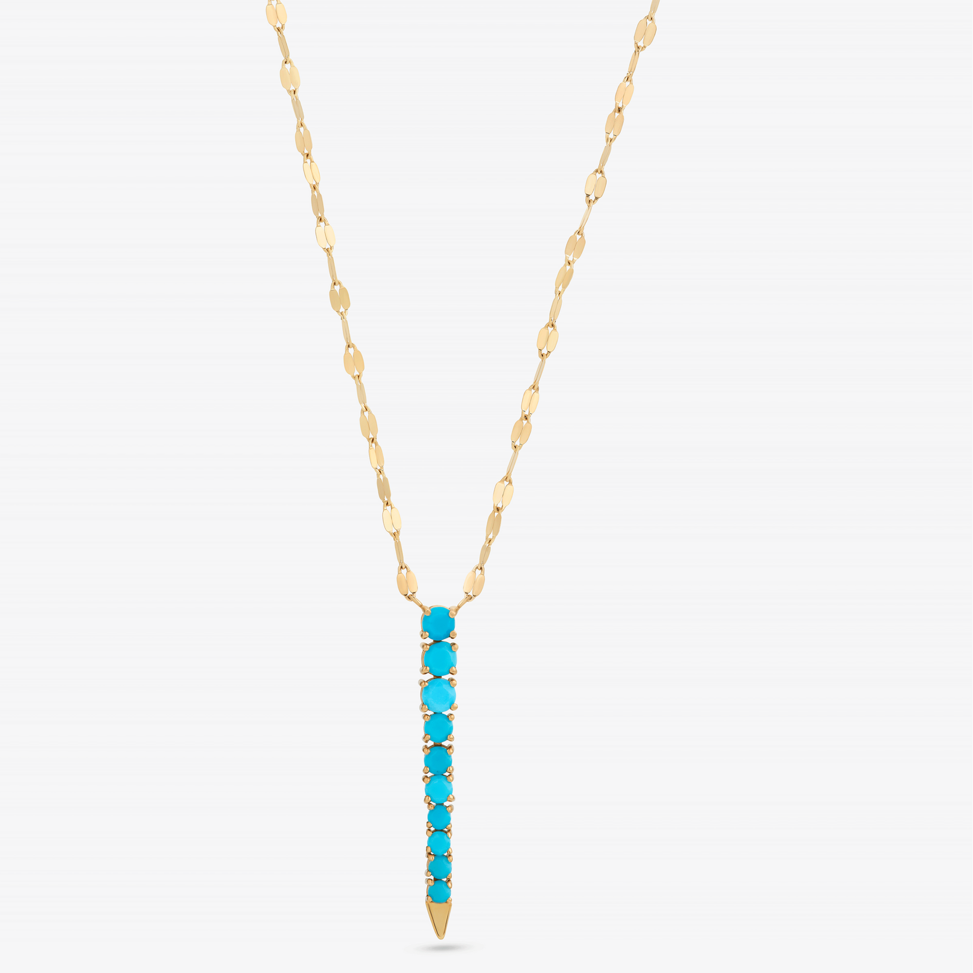 14K yellow gold graduating turquoise drop necklace