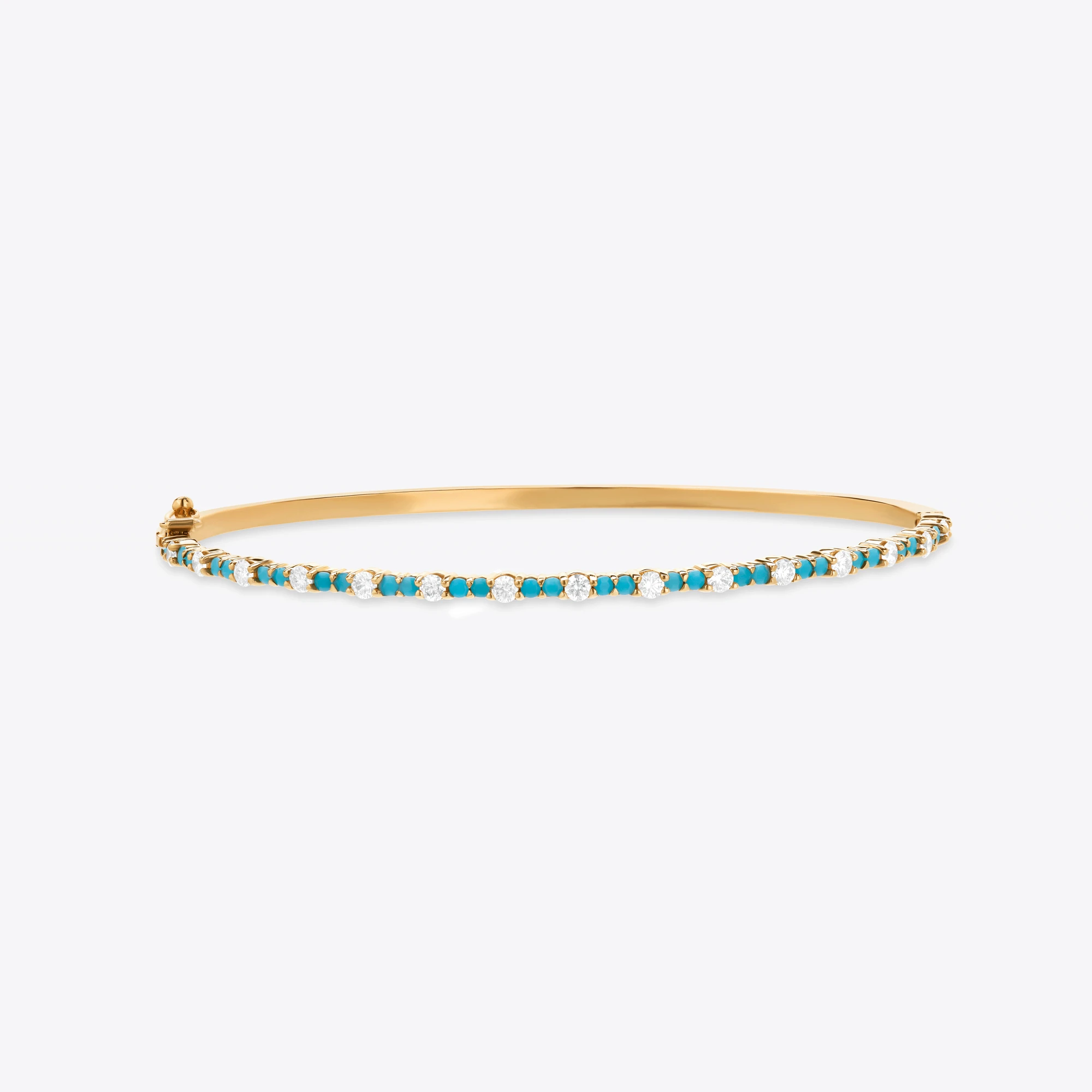 14K yellow gold turquoise & diamond bangle