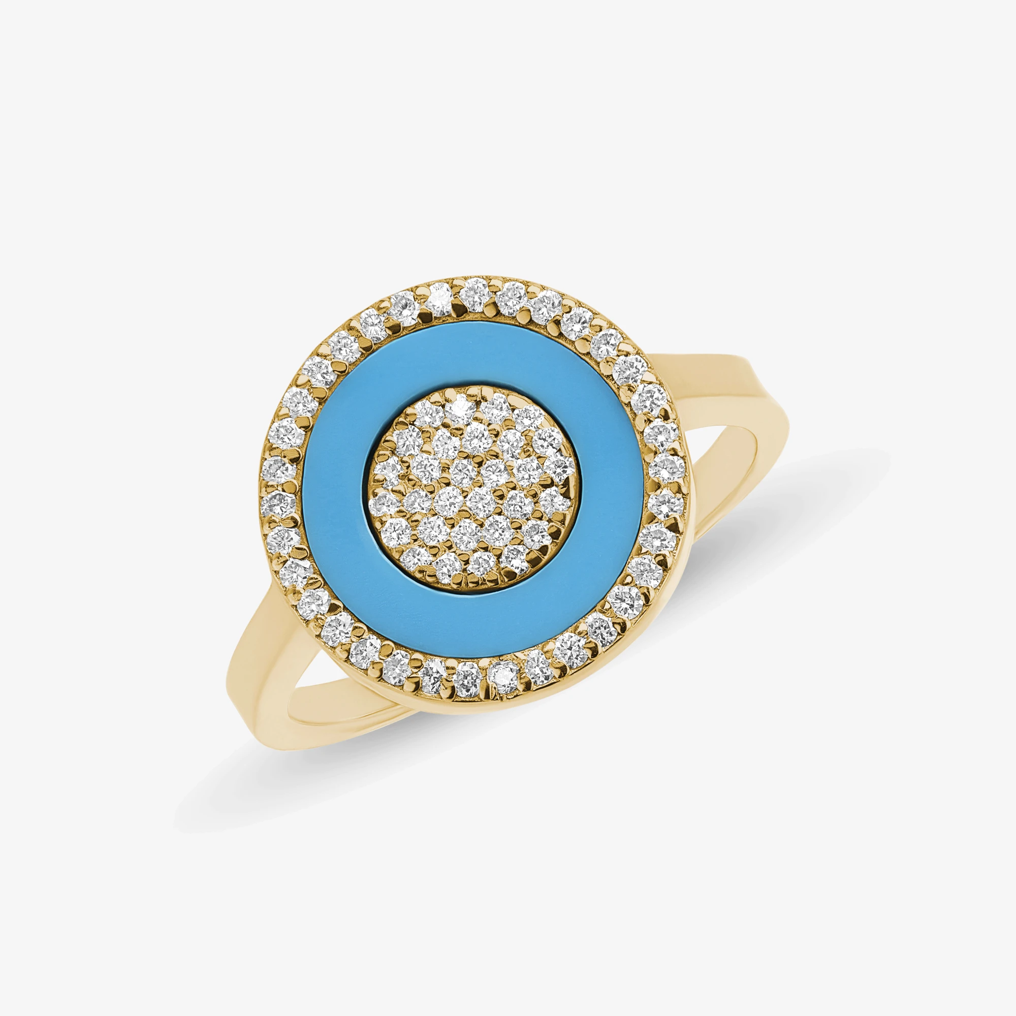 TURQUOISE & DIAMOND DISC RING