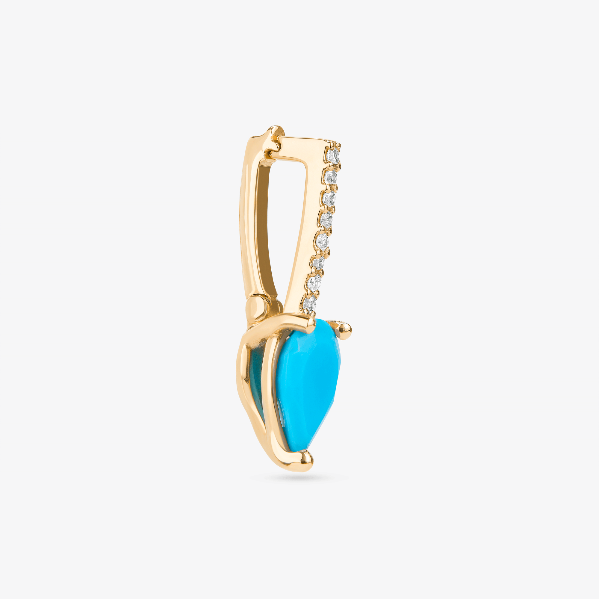 14K yellow gold turquoise & diamond removeable pendant