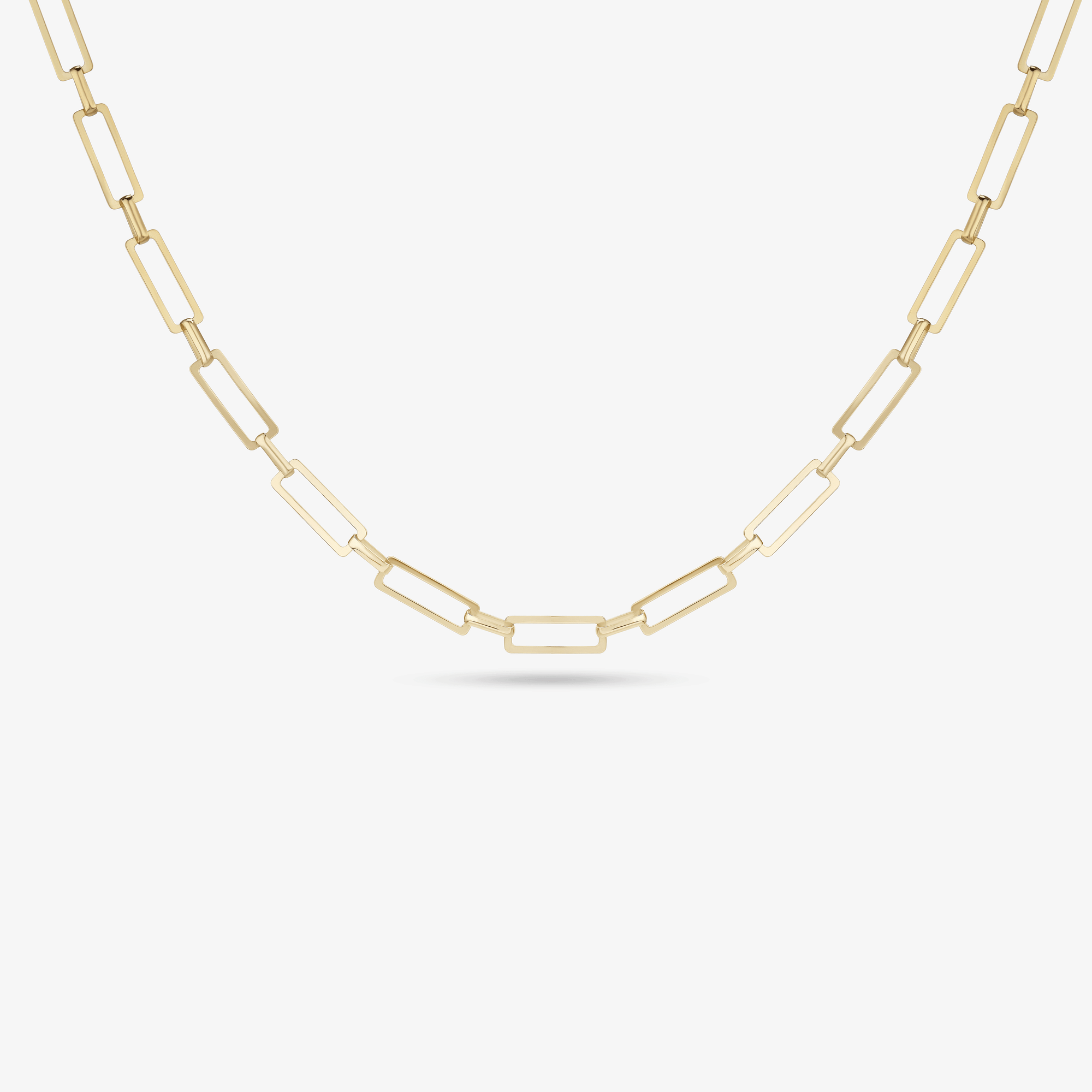 14K yellow gold paperclip chain necklace