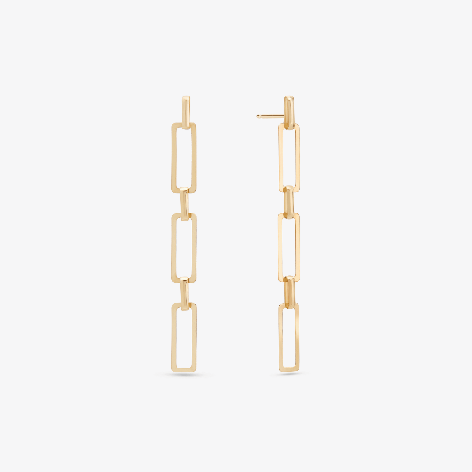 14K yellow gold paperclip linear earrings