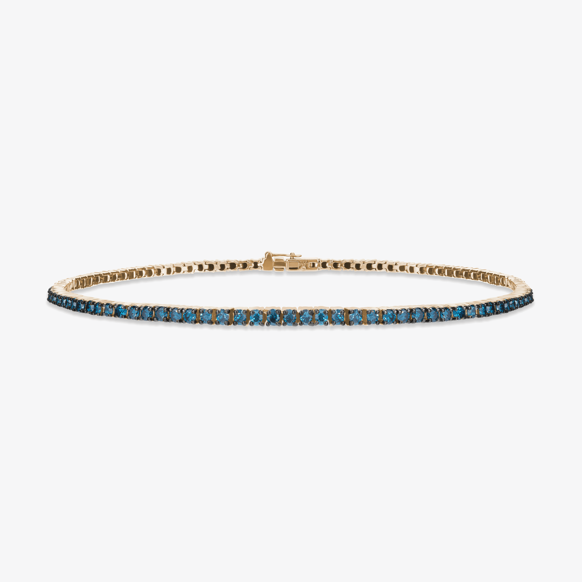 14K yellow gold denim blue diamond tennis bracelet