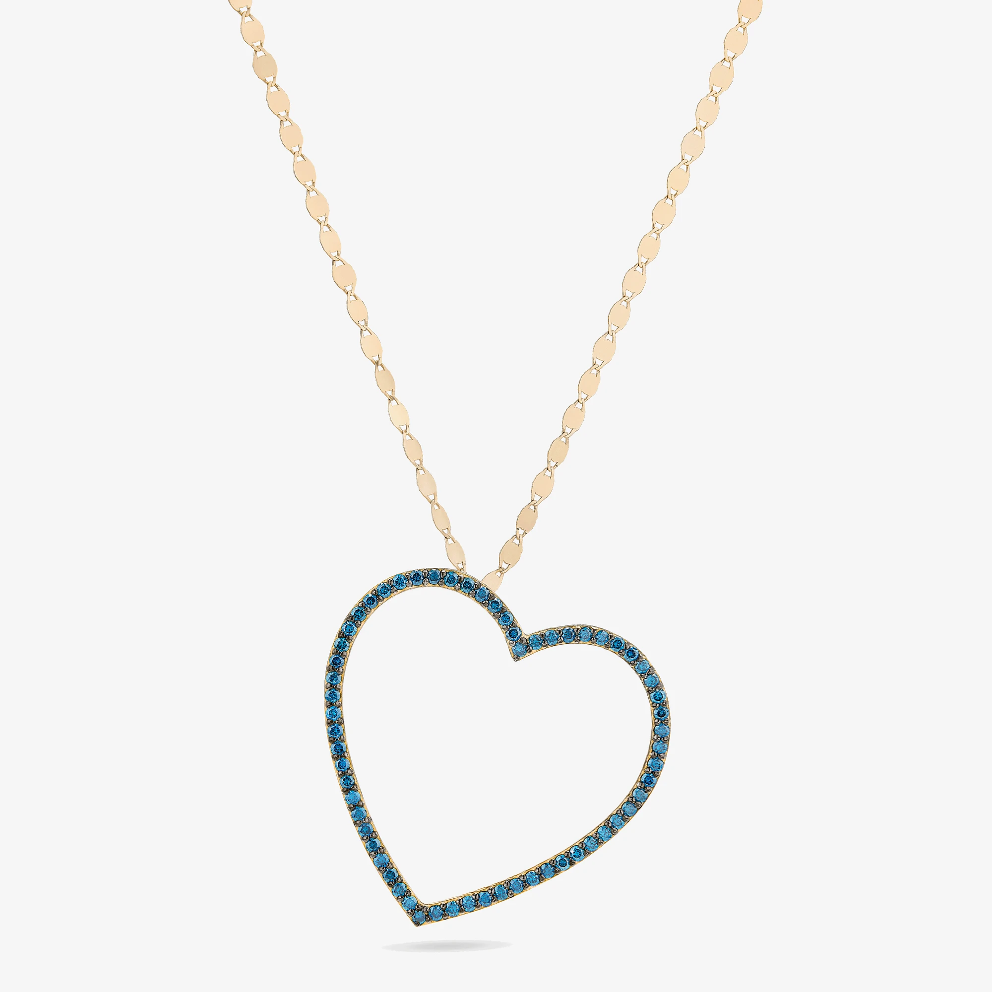 BLUE DIAMOND OPEN HEART PENDANT NECKLACE
