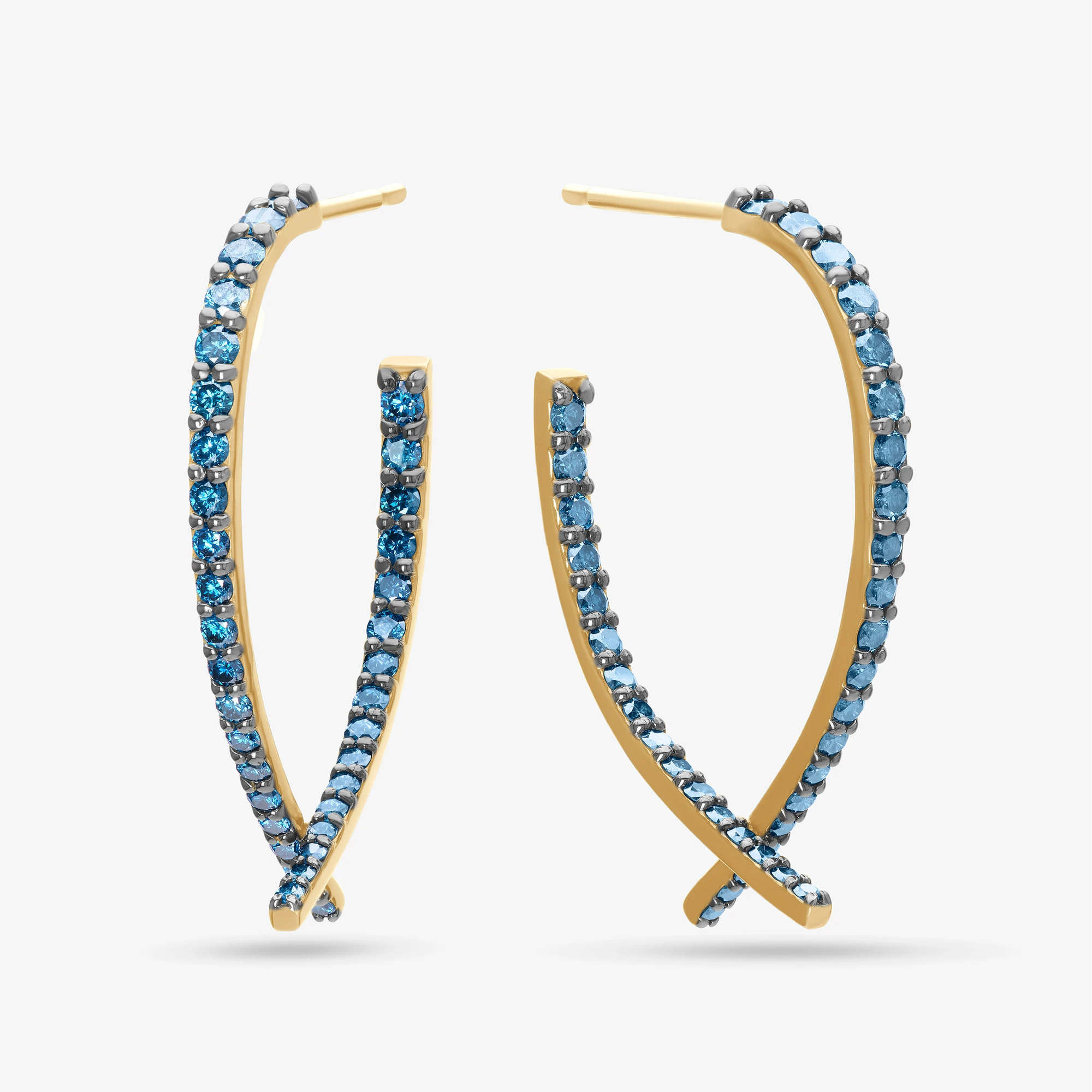 BLUE DIAMOND SMALL FRONT TO BACK UPSIDE DOWN HOOP™ EARRINGS
