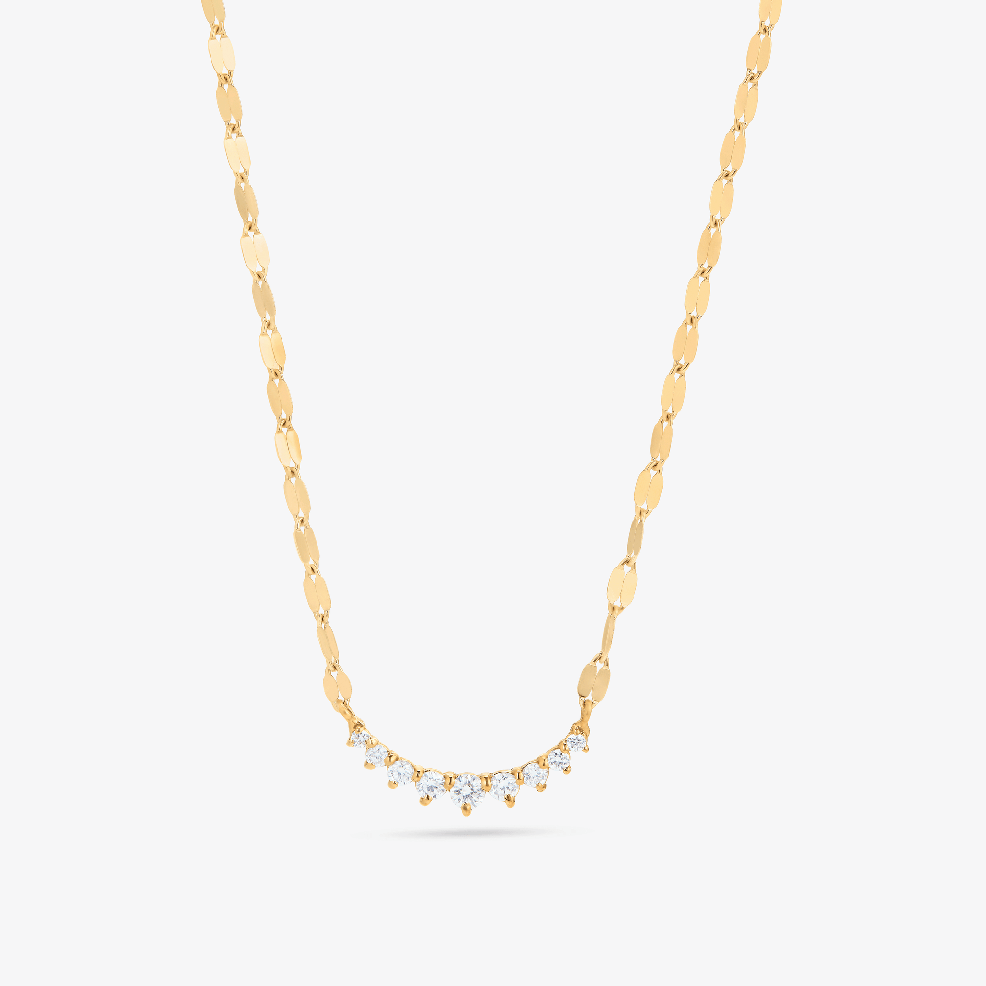 14K yellow gold mini curved diamond necklace