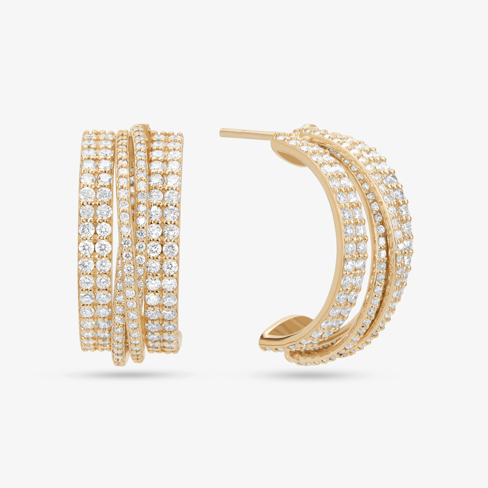 14K yellow gold mega diamond kinetic hoops