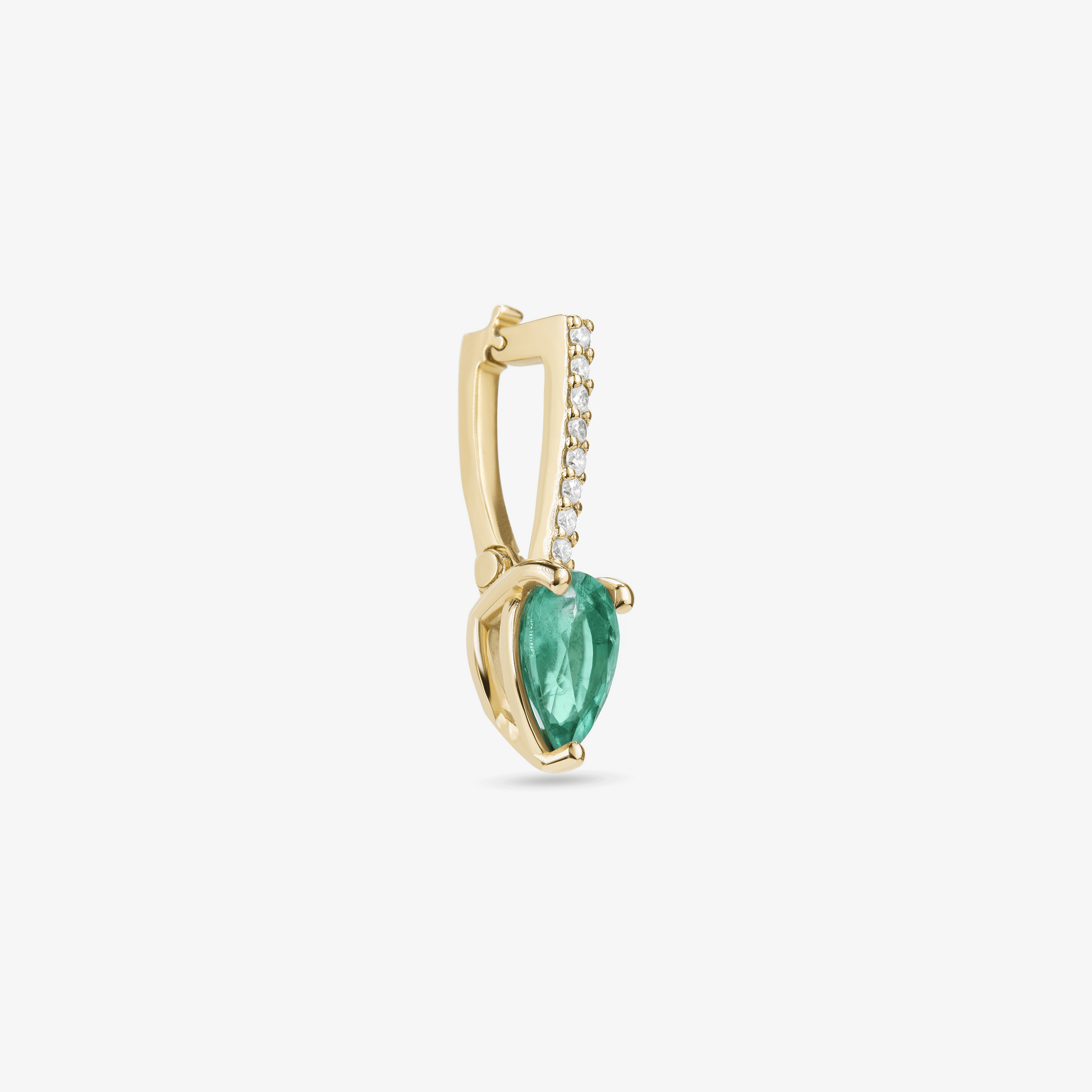 14K yellow gold green emerald & diamond removeable pendant