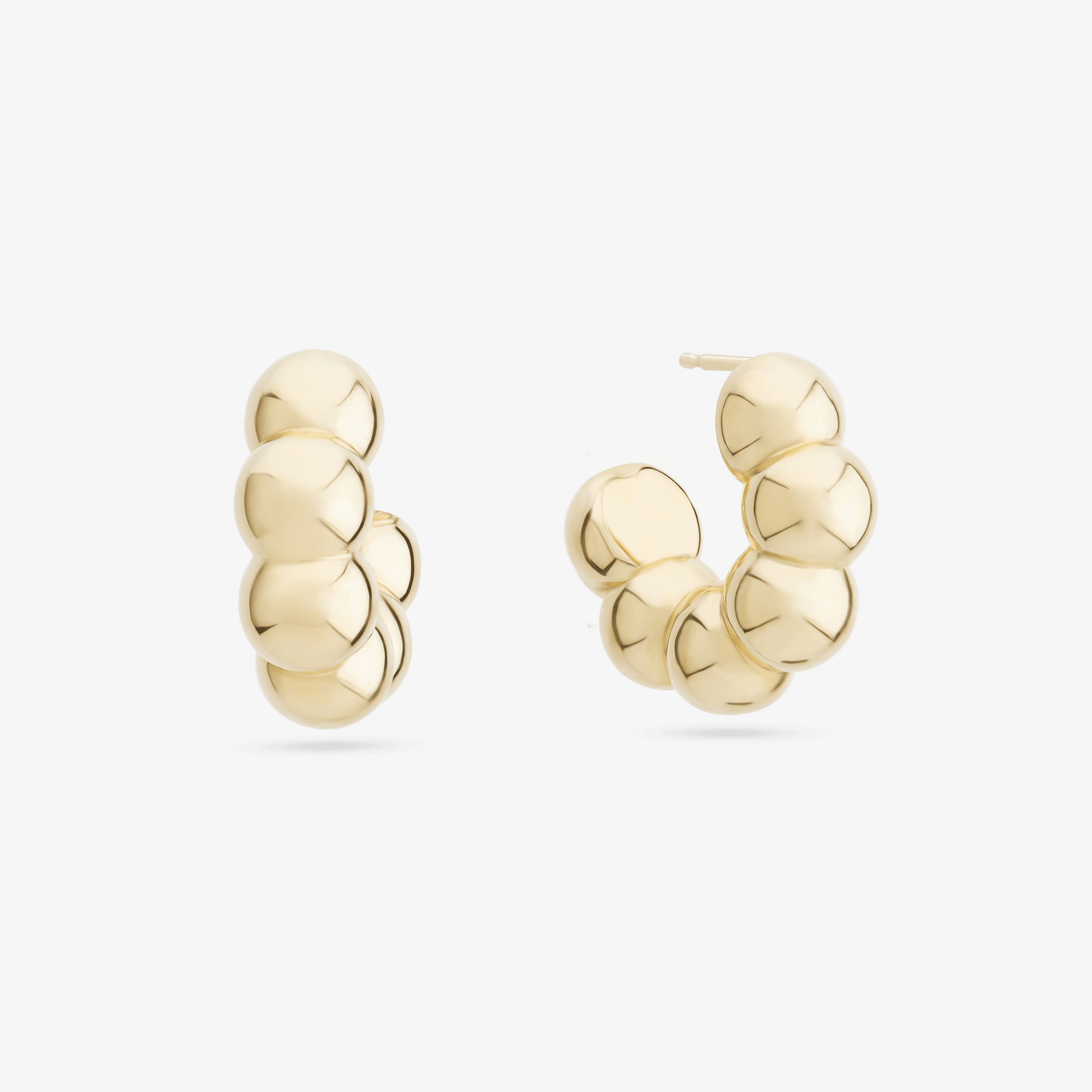 14K yellow gold bubble hollow hoops