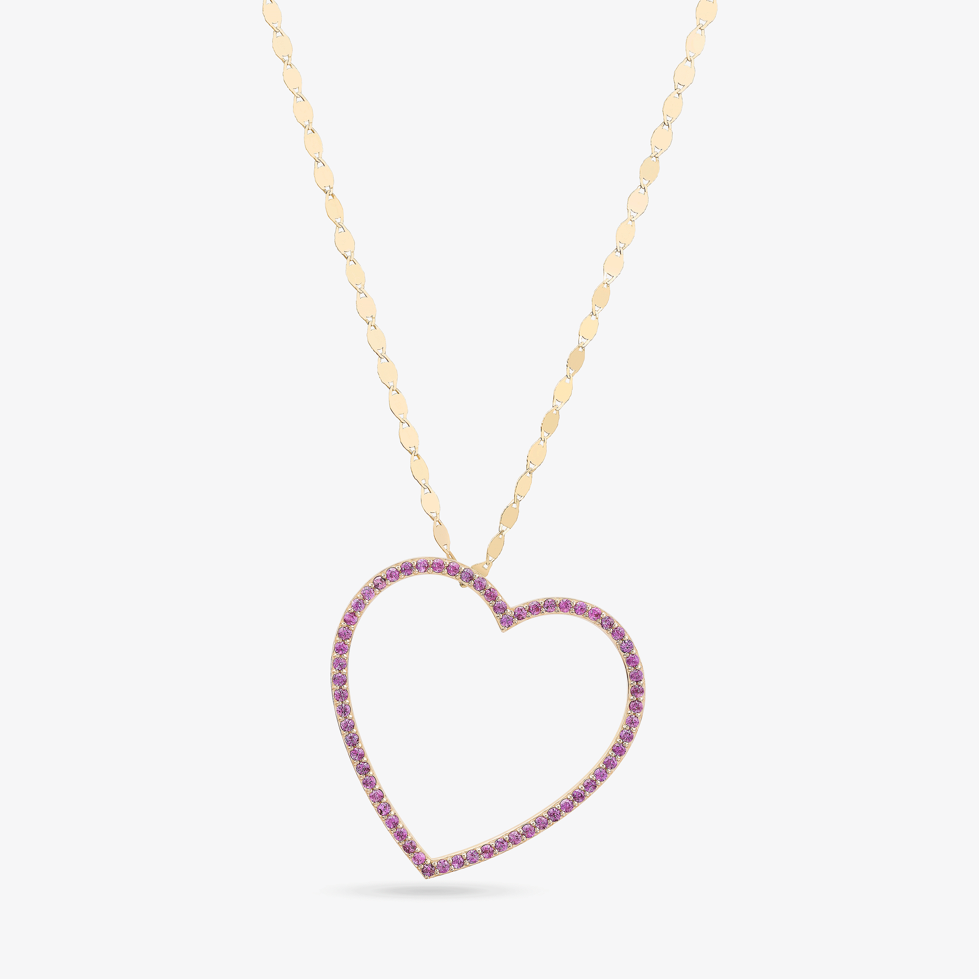 PINK SAPPHIRE OPEN HEART NECKLACE