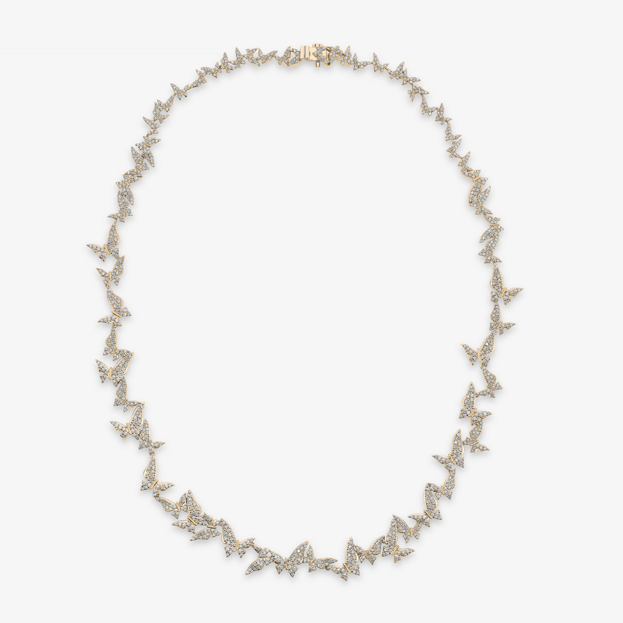 14K yellow gold pave diamond butterfly necklace
