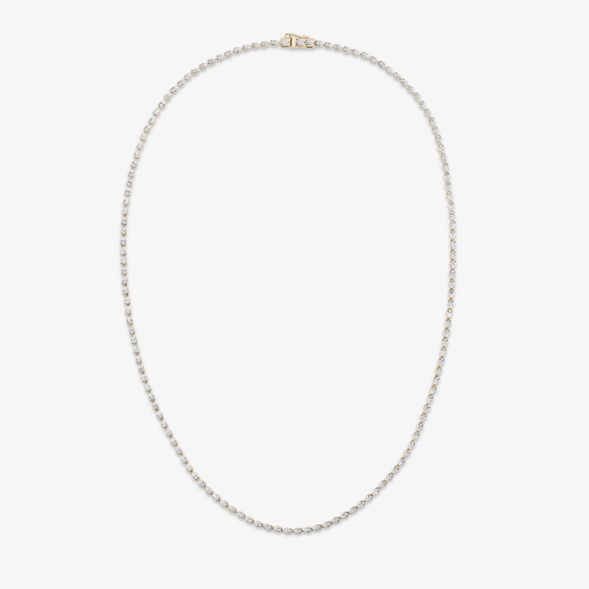 14K yellow gold pear diamond tennis necklace