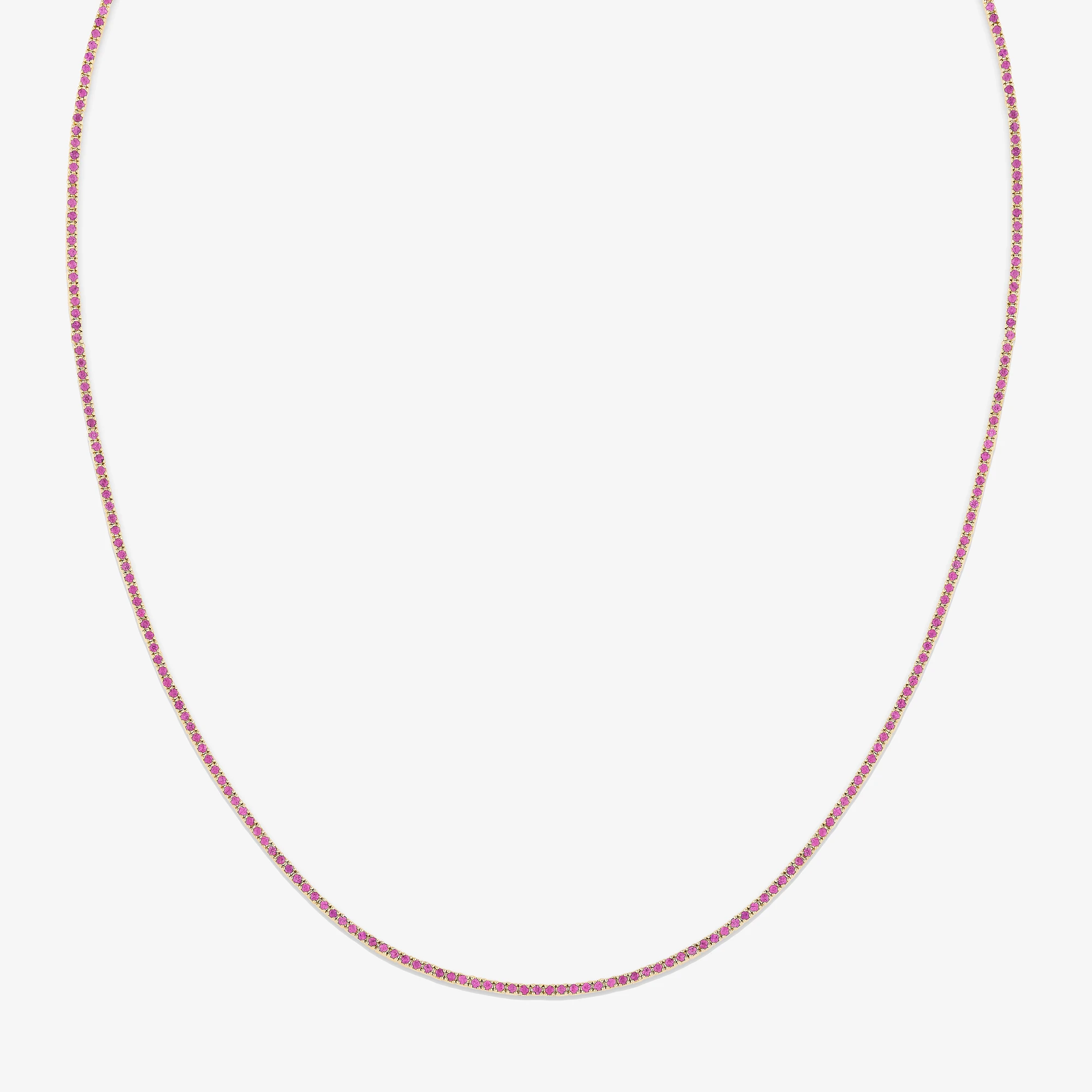 THIN PINK SAPPHIRE TENNIS NECKLACE