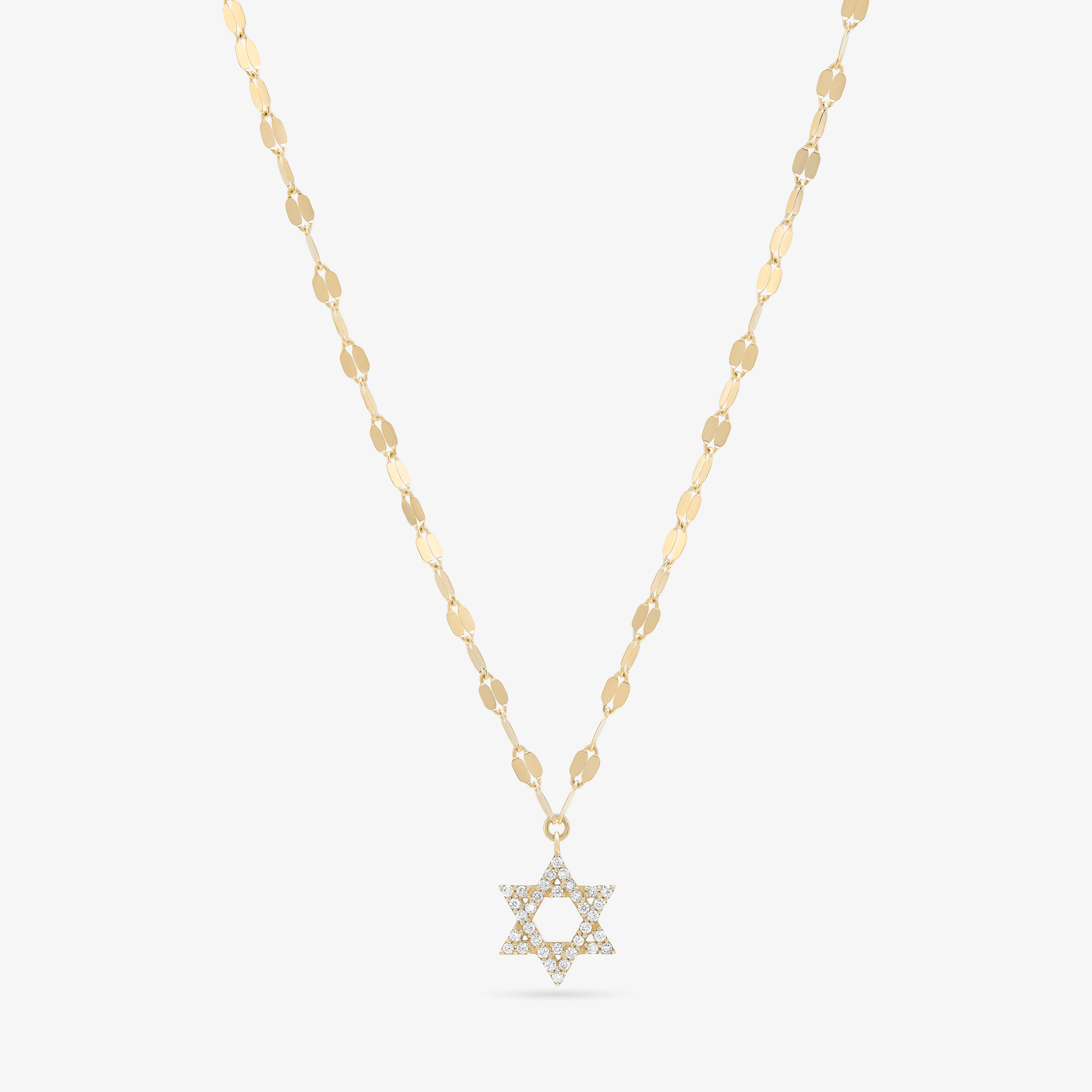 14K yellow gold mini star of david diamond necklace