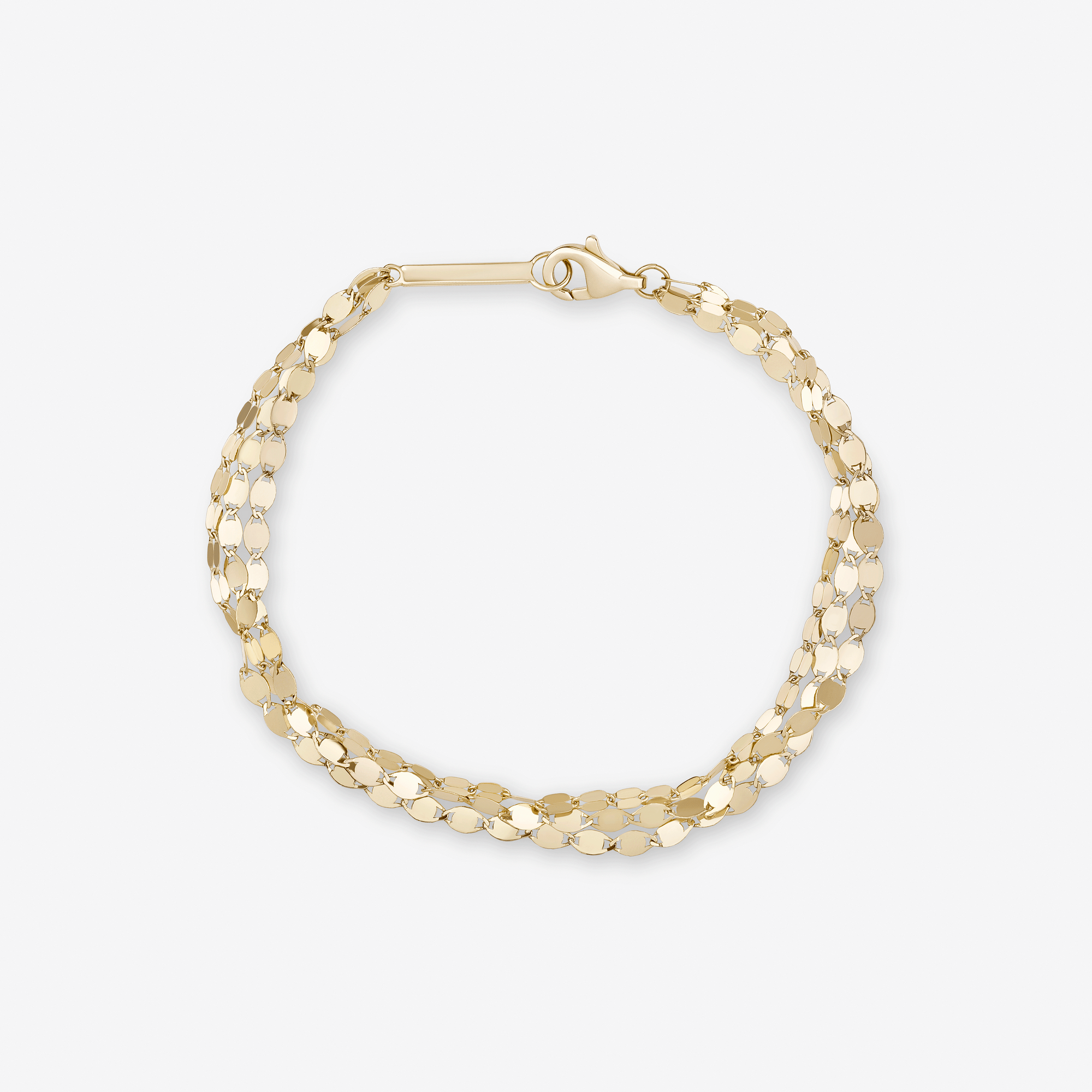 14K yellow gold triple strand blake & petite nude bracelet