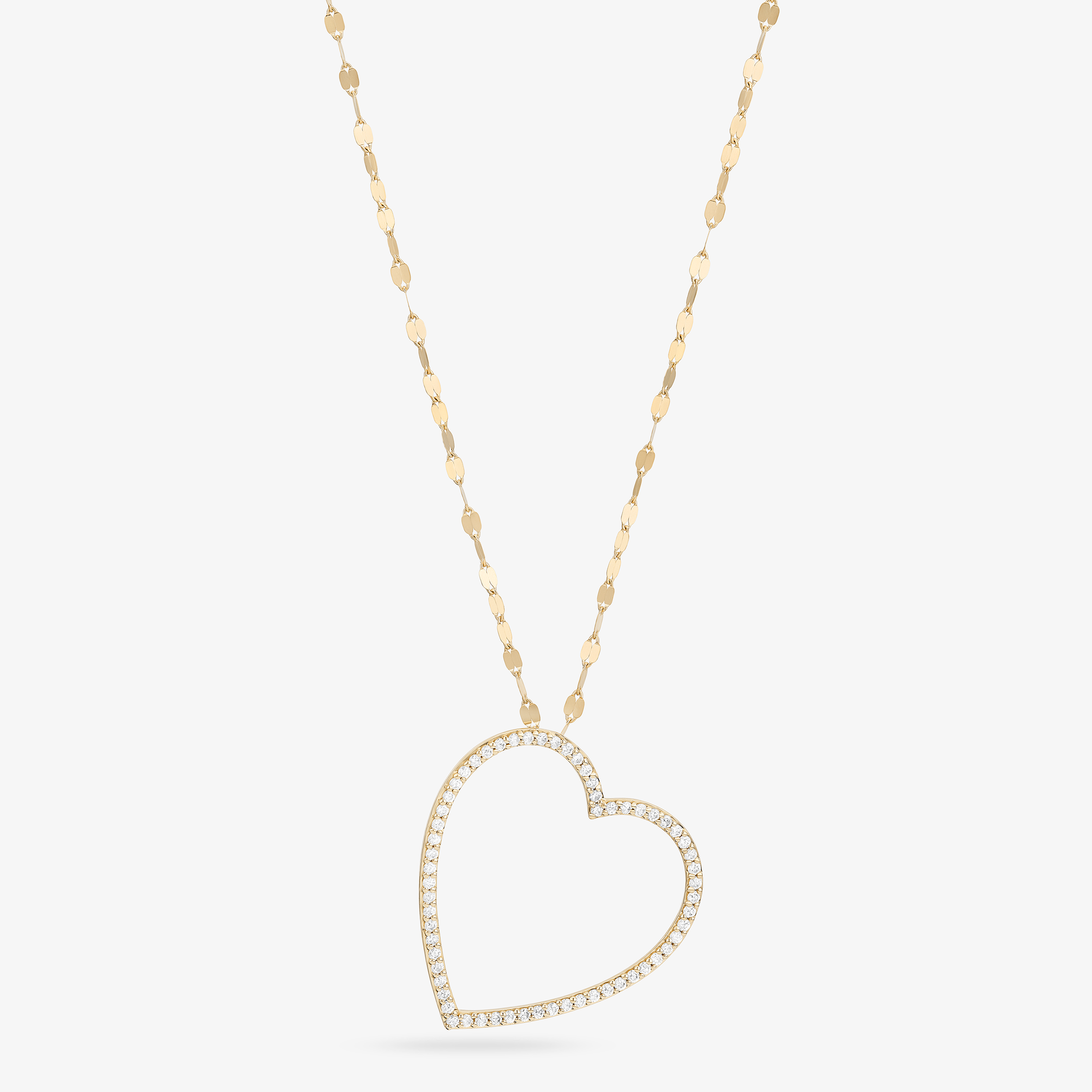 14K yellow gold diamond open heart necklace