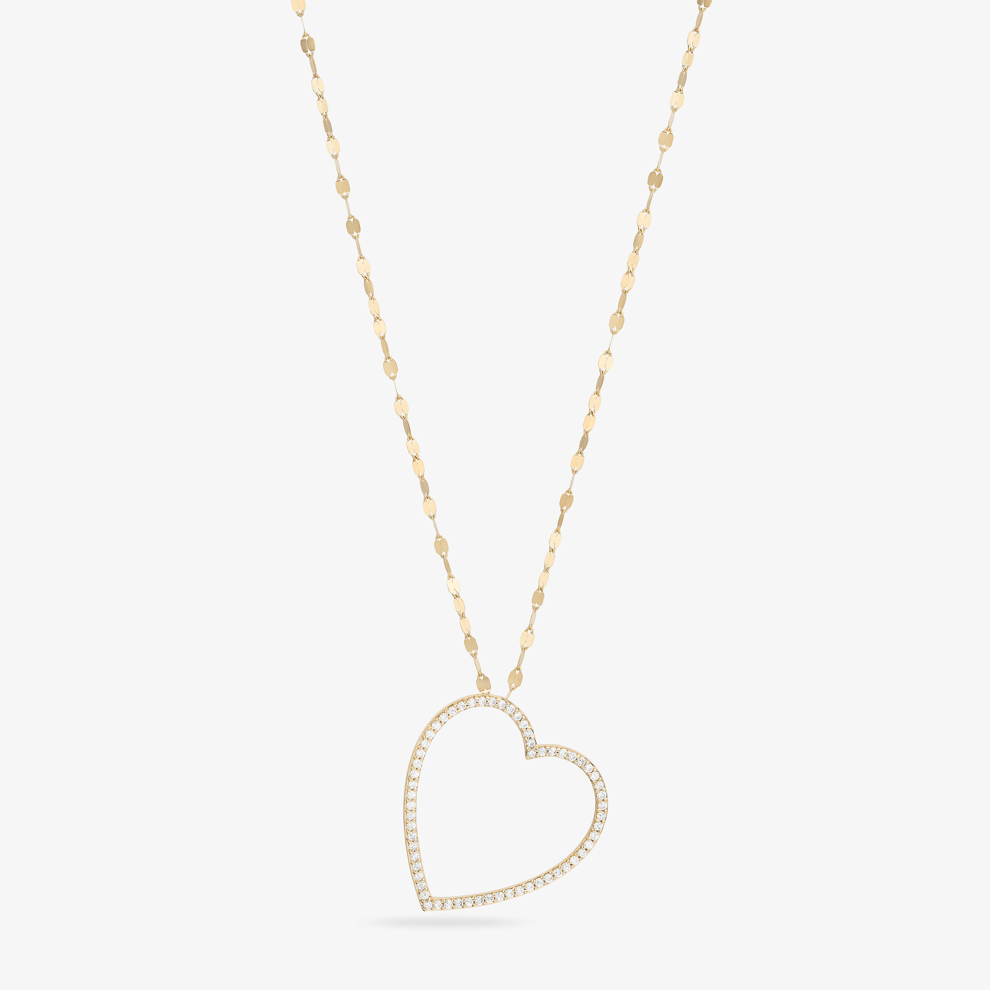 14K yellow gold diamond open heart necklace