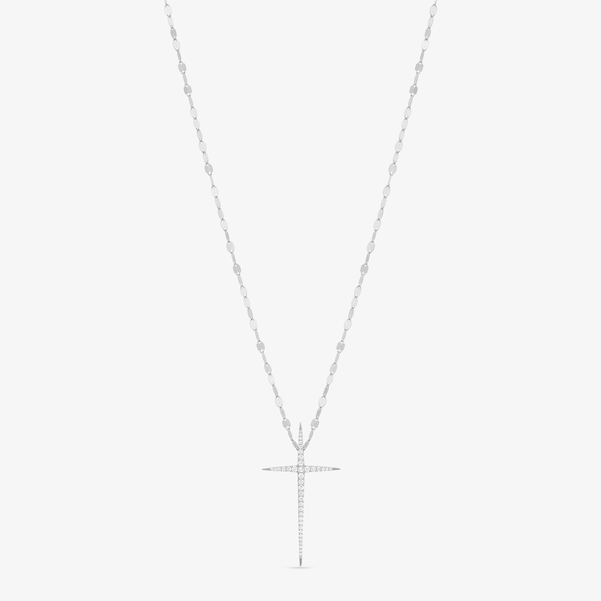 14K yellow gold diamond pointed cross pendant necklace