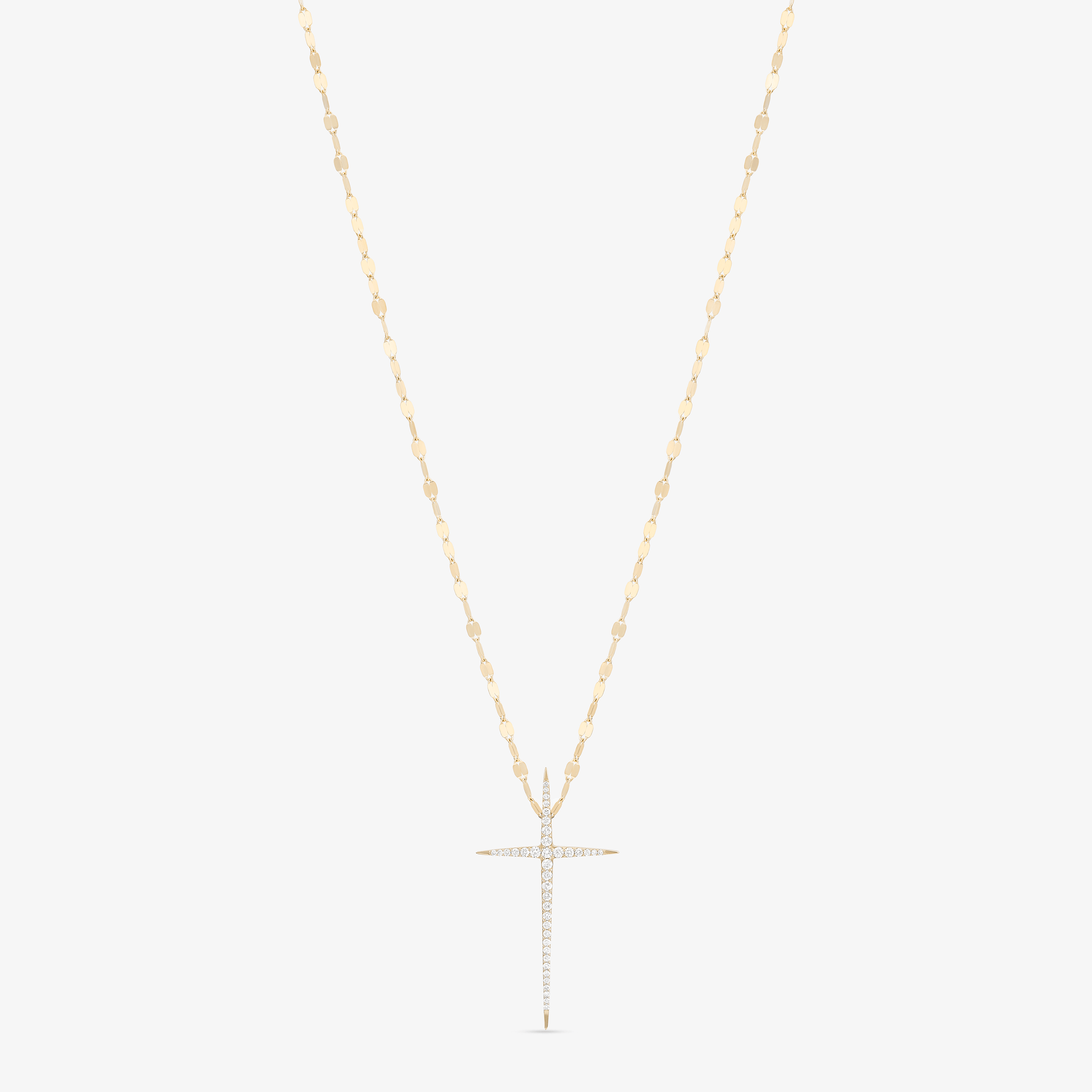 14K yellow gold diamond pointed cross pendant necklace