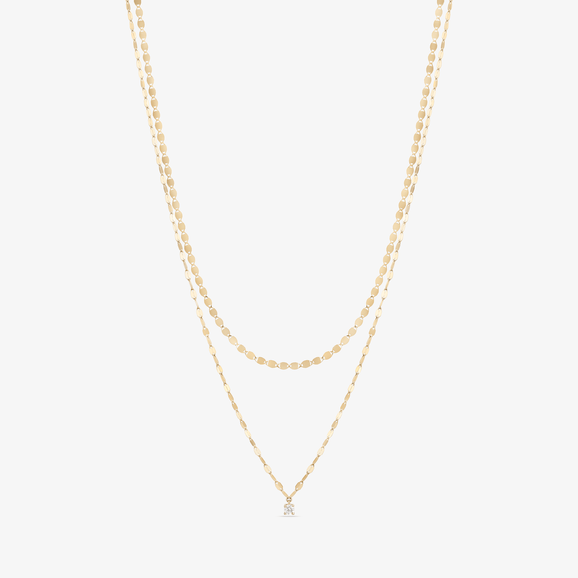 14K yellow gold solo diamond double strand necklace