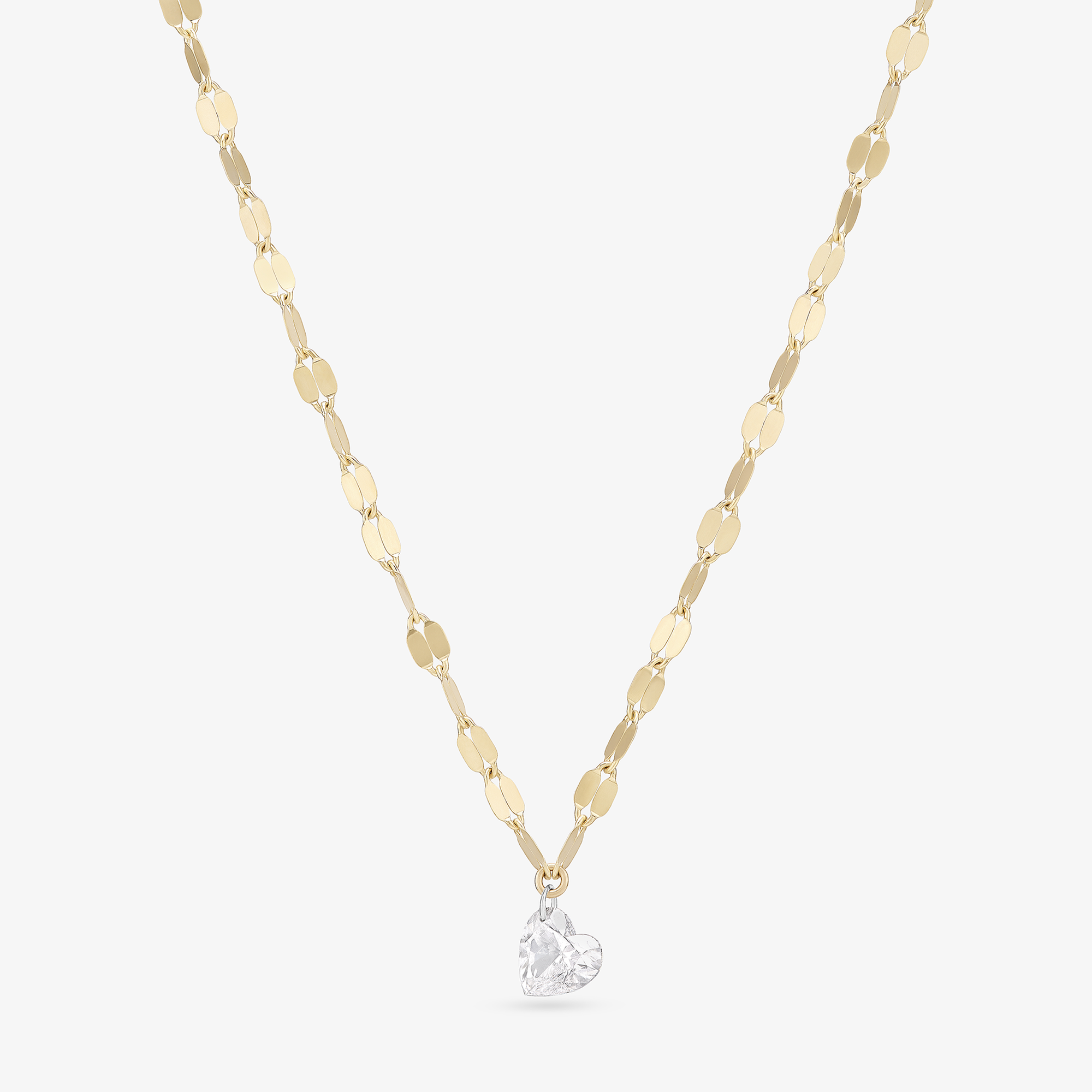 14K yellow gold solo floating diamond heart pendant necklace
