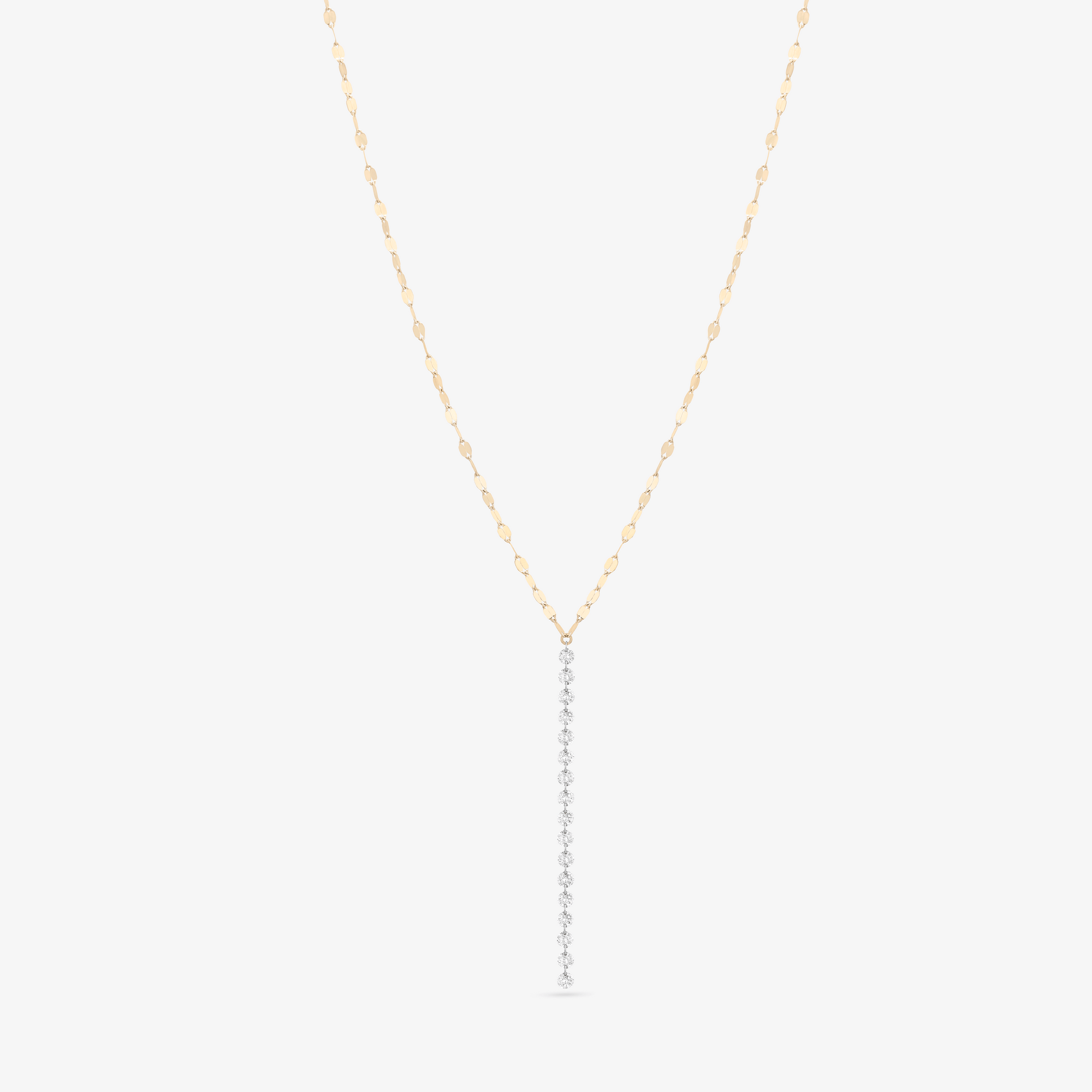 14K yellow gold floating diamond lariat necklace