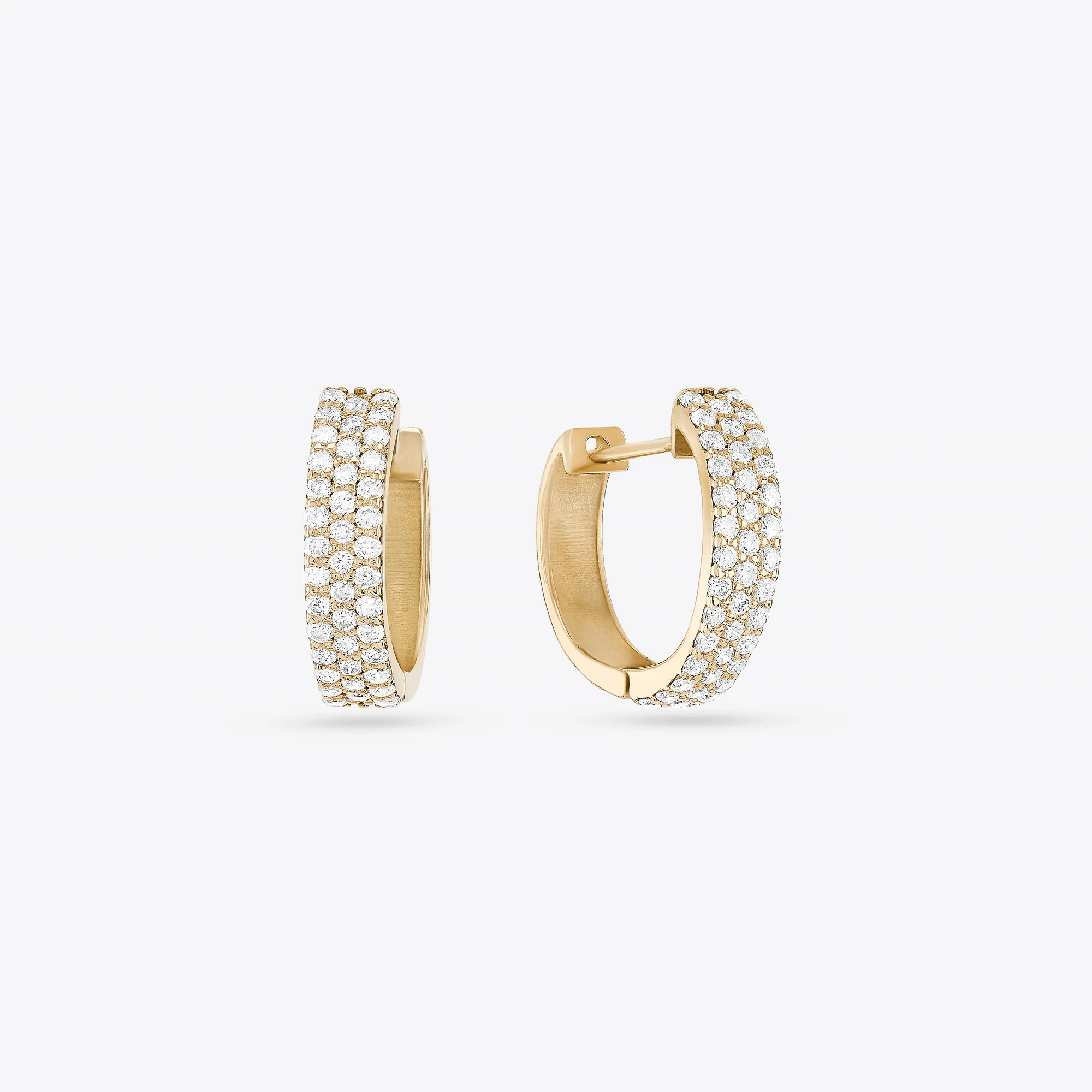 14K yellow gold mini wide pave diamond huggies