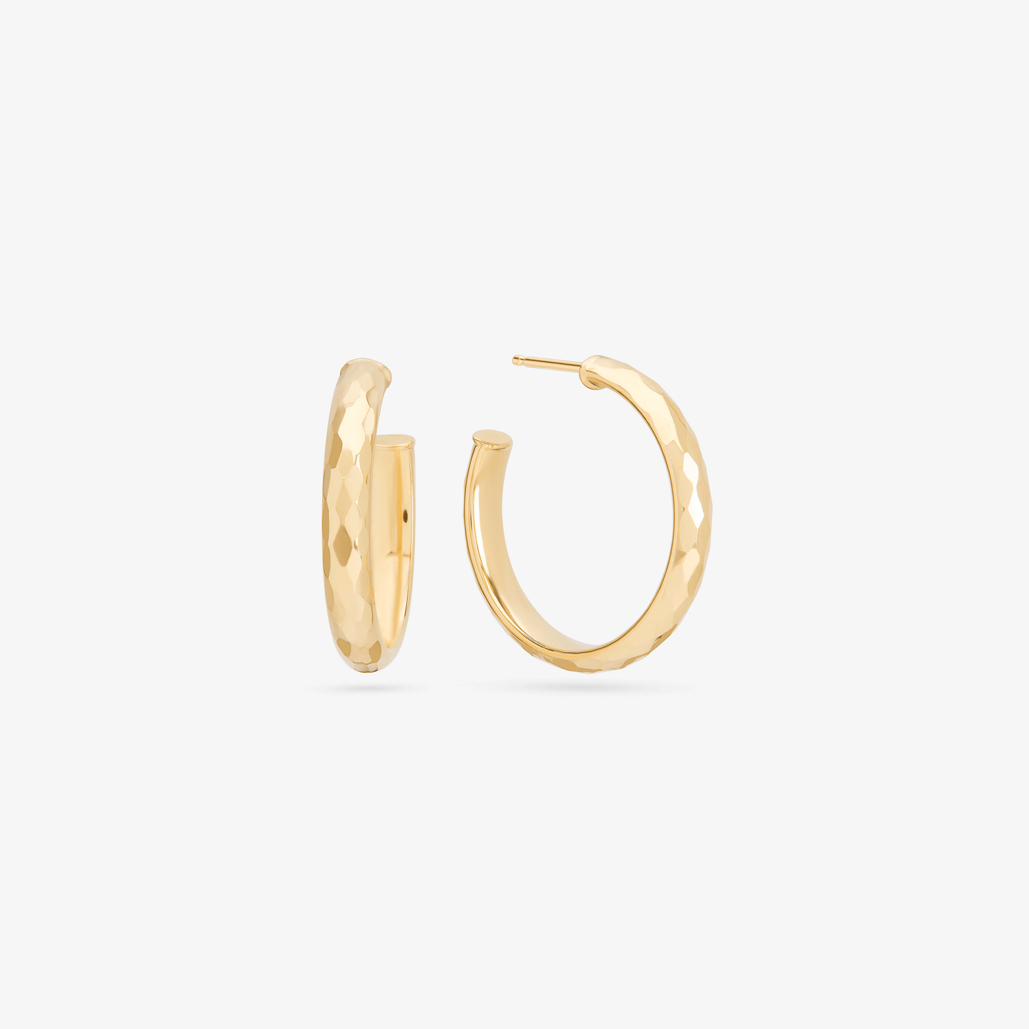 14K yellow gold small disco hollow hoops