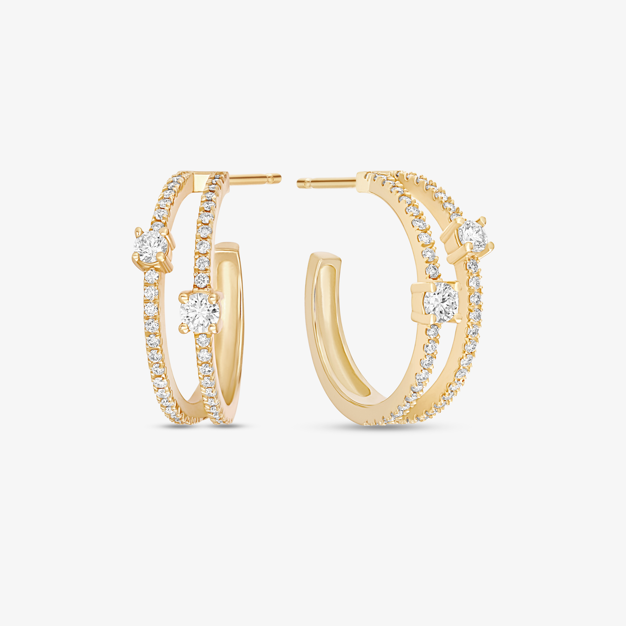 SMALL DOUBLE ROW DIAMOND HOOPS