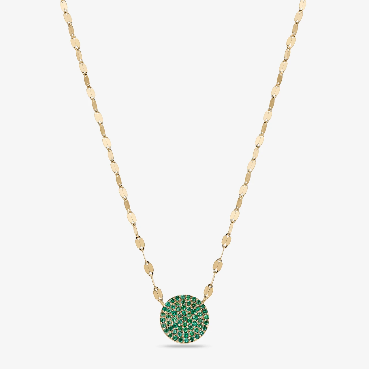 EMERALD LARGE DISC PENDANT NECKLACE