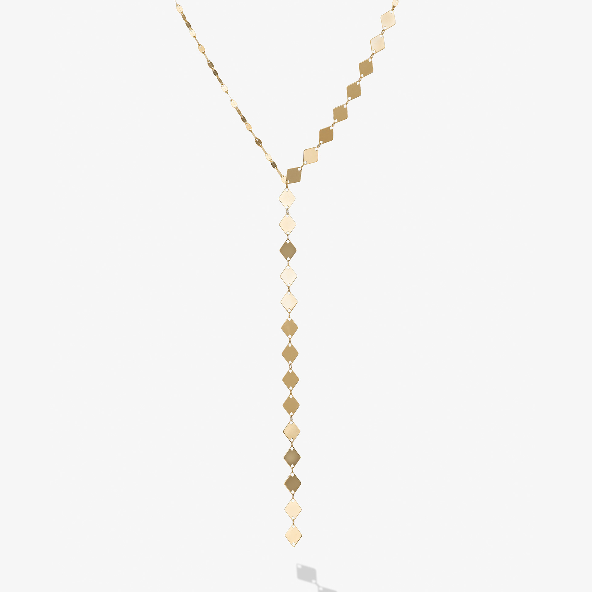 GEOMETRIC CHAIN LARIAT NECKLACE