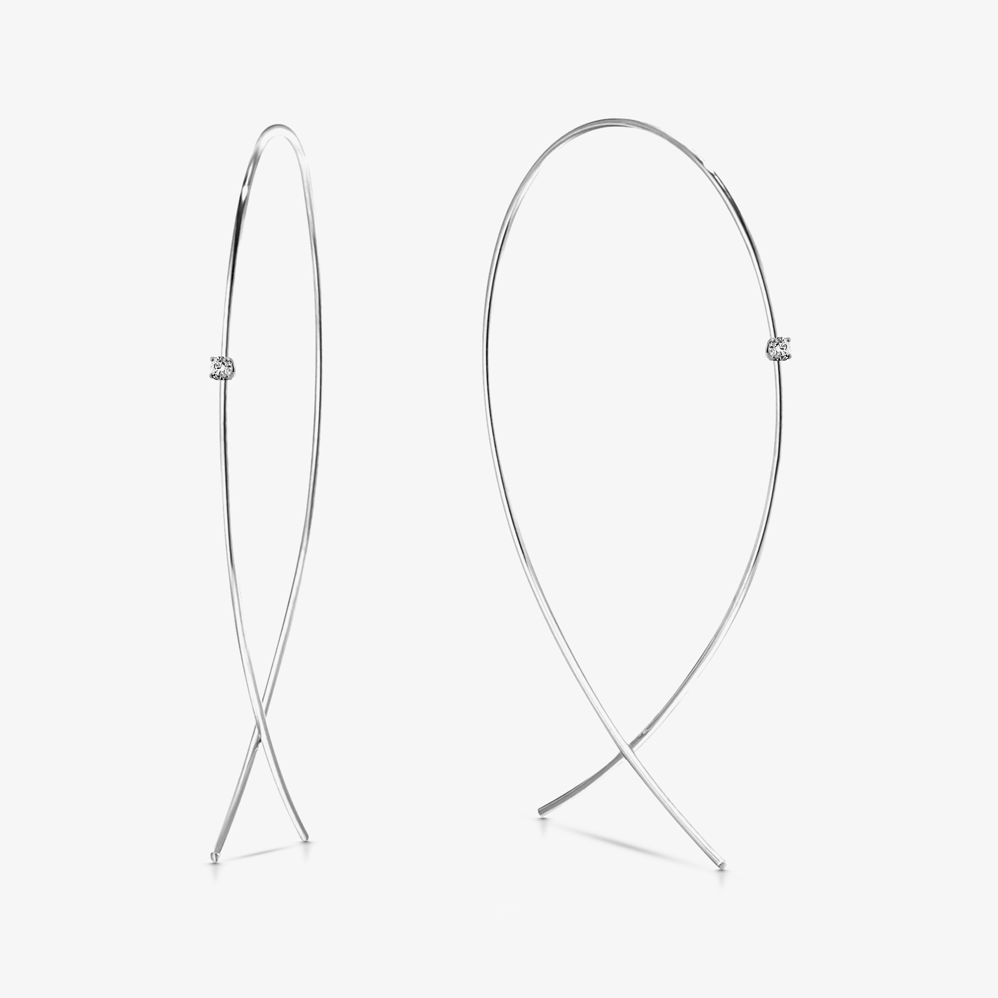 Small Diamond Inverted Hoops - LANA