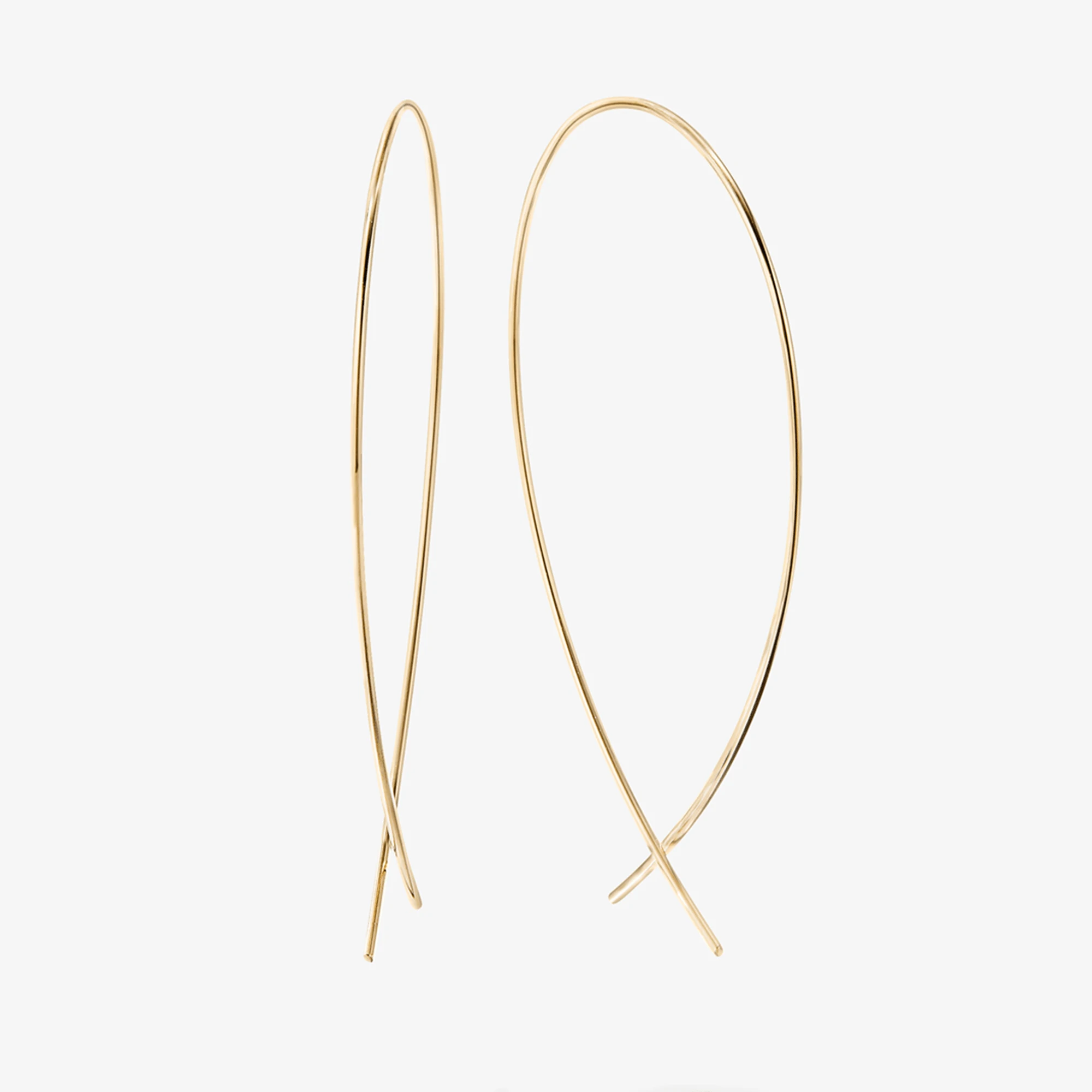 14K yellow gold upside down hoops small